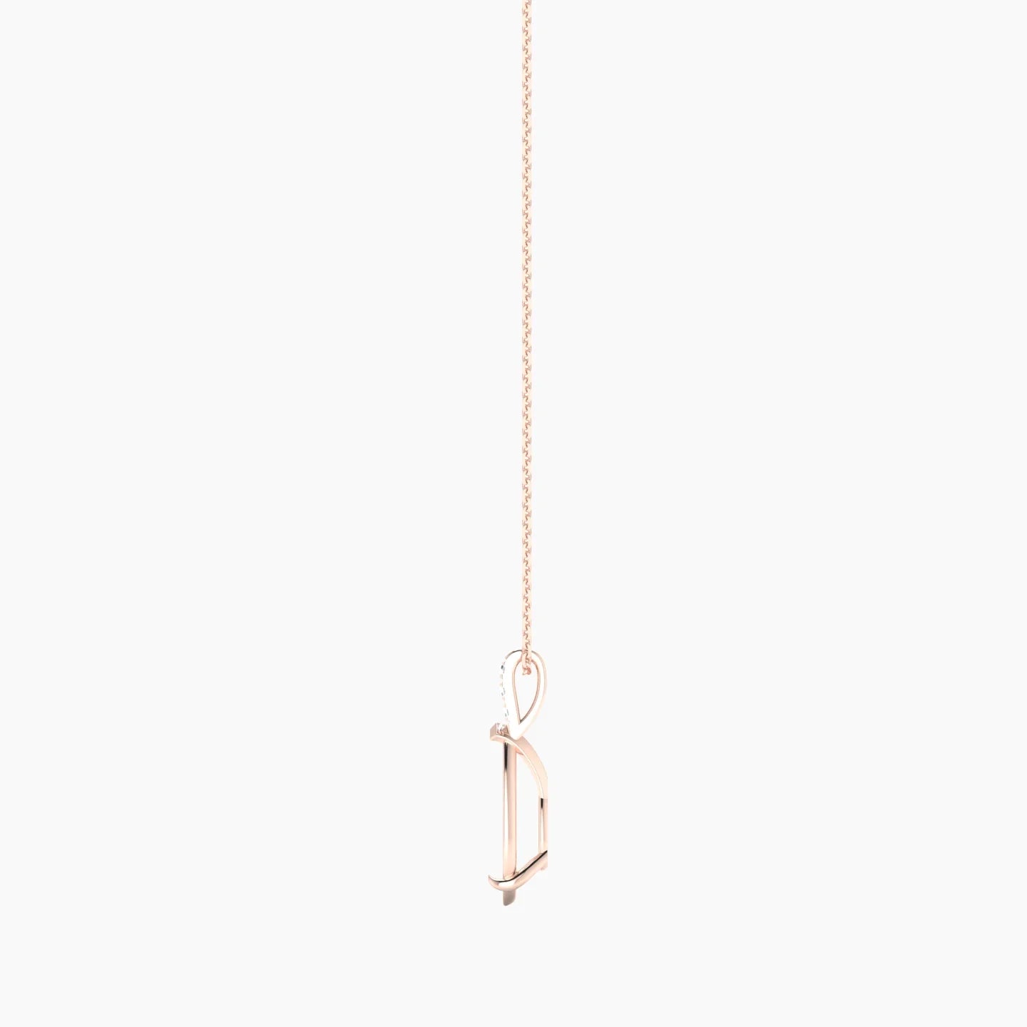 Paved Hanging Solitaire | 18k Rose Gold 3-4.99 ct Pear Cut Pendant Setting