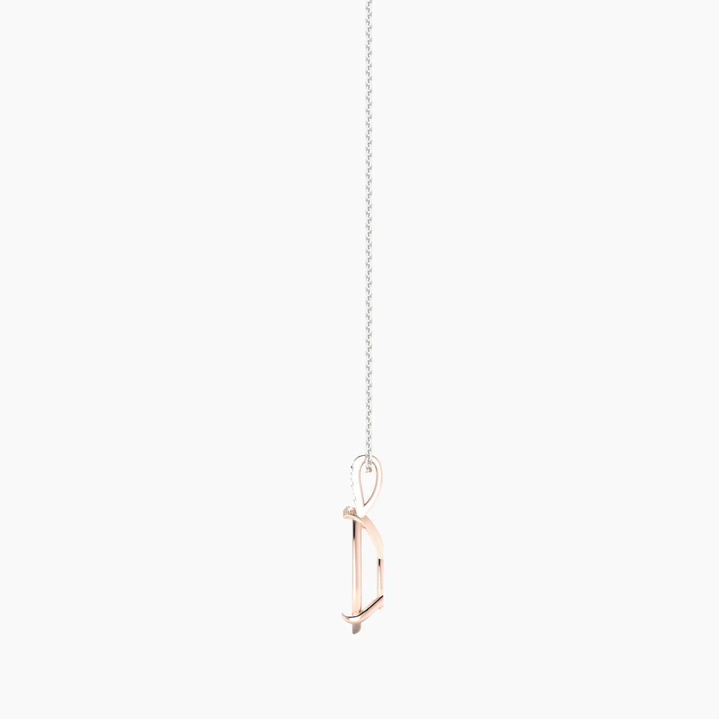 Paved Hanging Solitaire | 18k White & Rose Gold 3-4.99 ct Pear Cut Pendant Setting