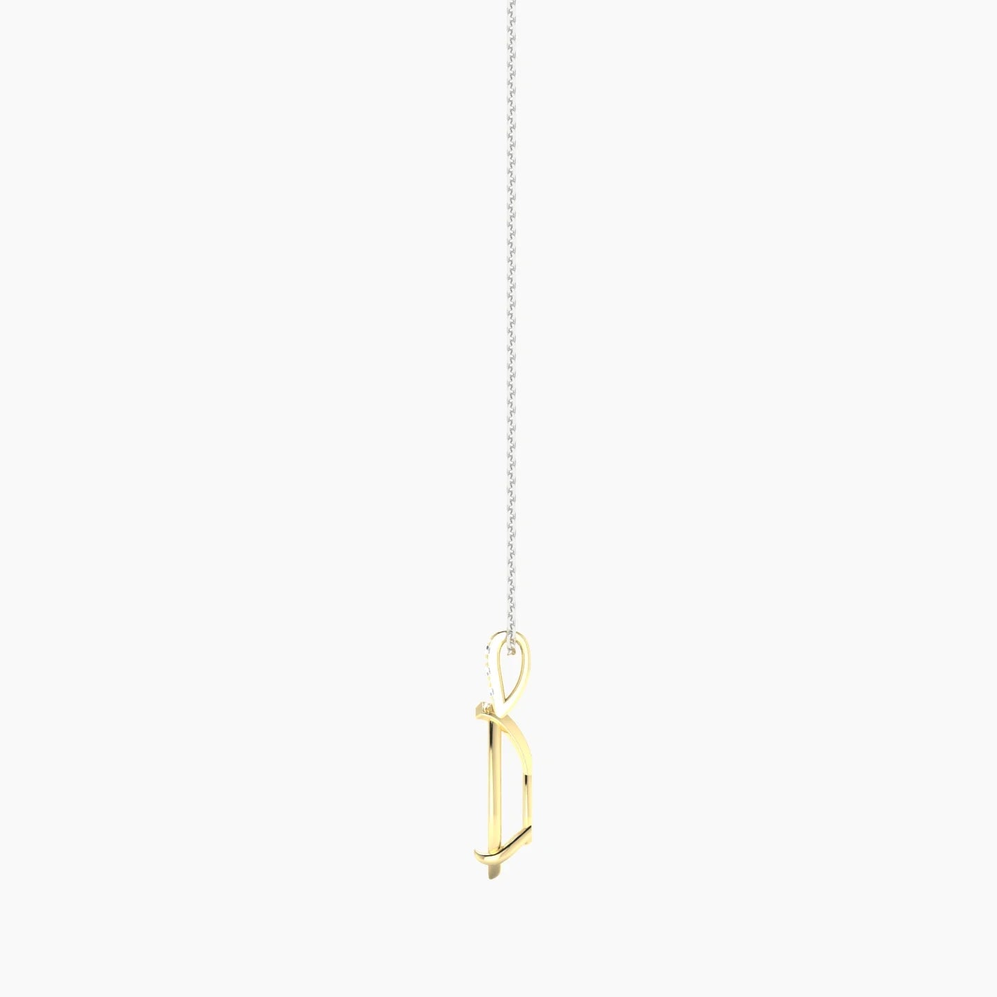Paved Hanging Solitaire | 18k White & Yellow Gold 3-4.99 ct Pear Cut Pendant Setting