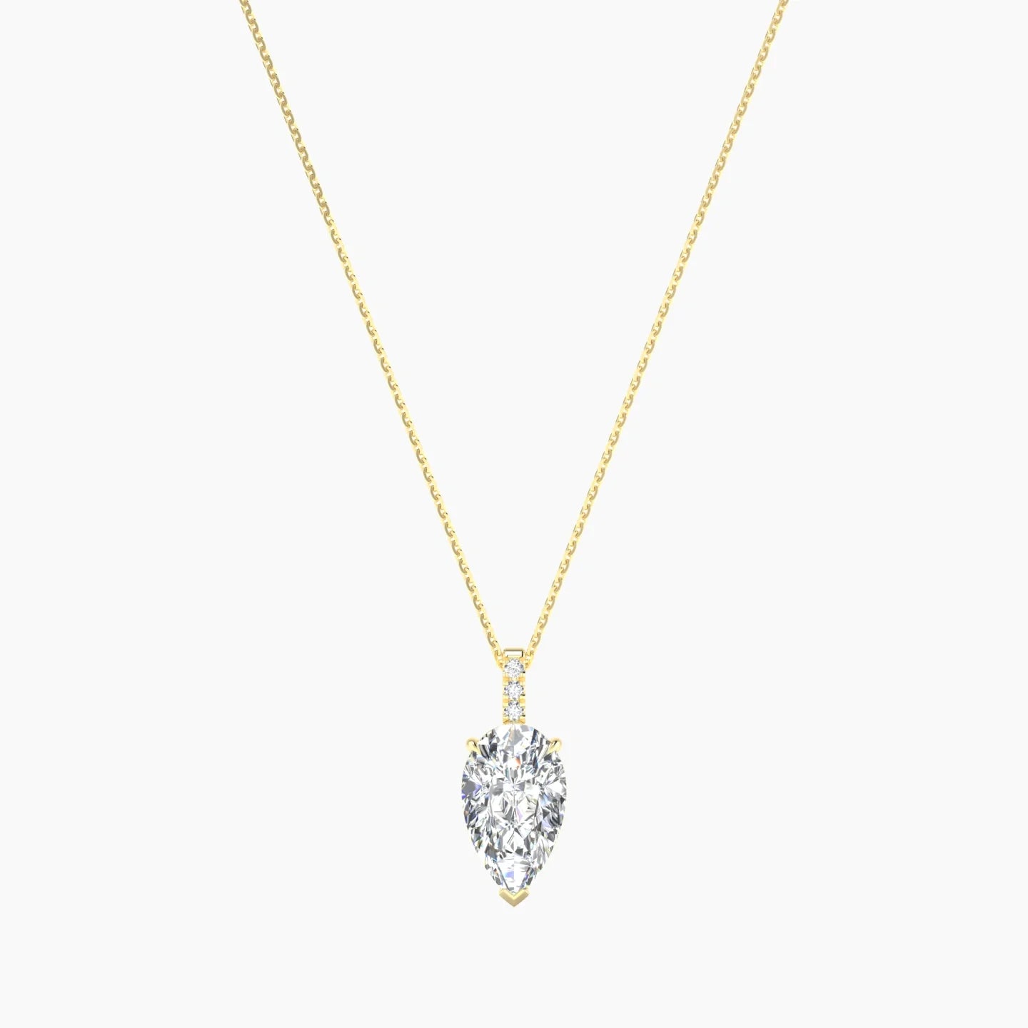 Paved Hanging Solitaire | 18k Yellow Gold 3 ct Lab Diamond Pear Cut Pendant