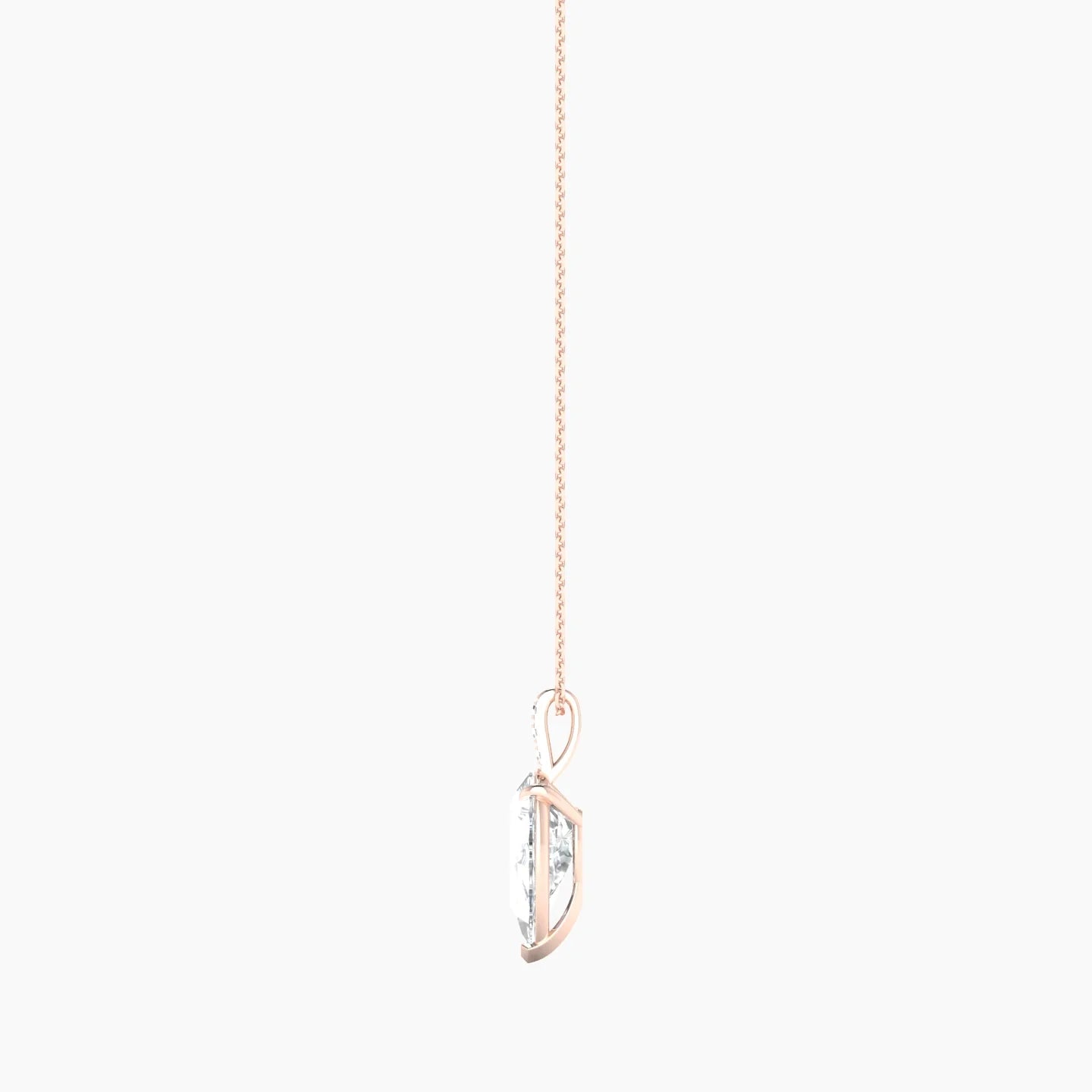 Paved Hanging Solitaire | 18k Rose Gold 3 ct Lab Diamond Pear Cut Pendant