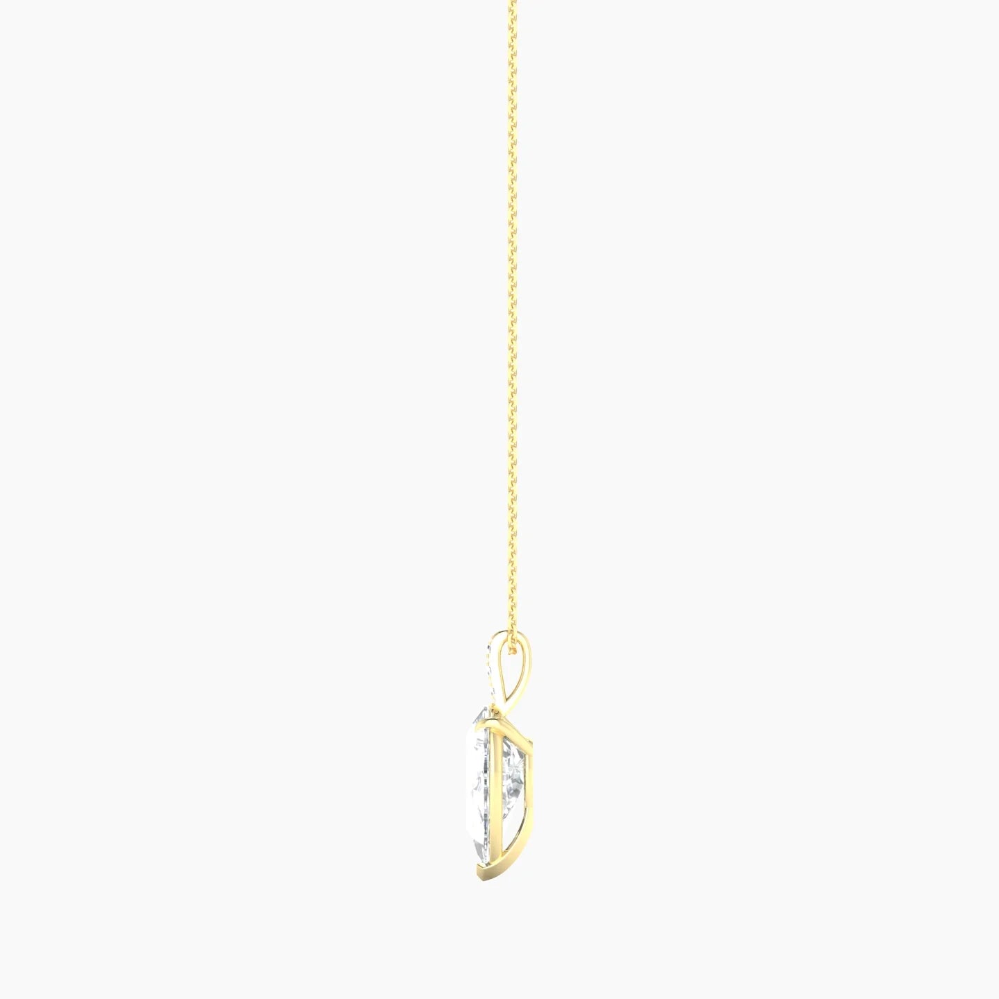 Paved Hanging Solitaire | 18k Yellow Gold 3 ct Lab Diamond Pear Cut Pendant