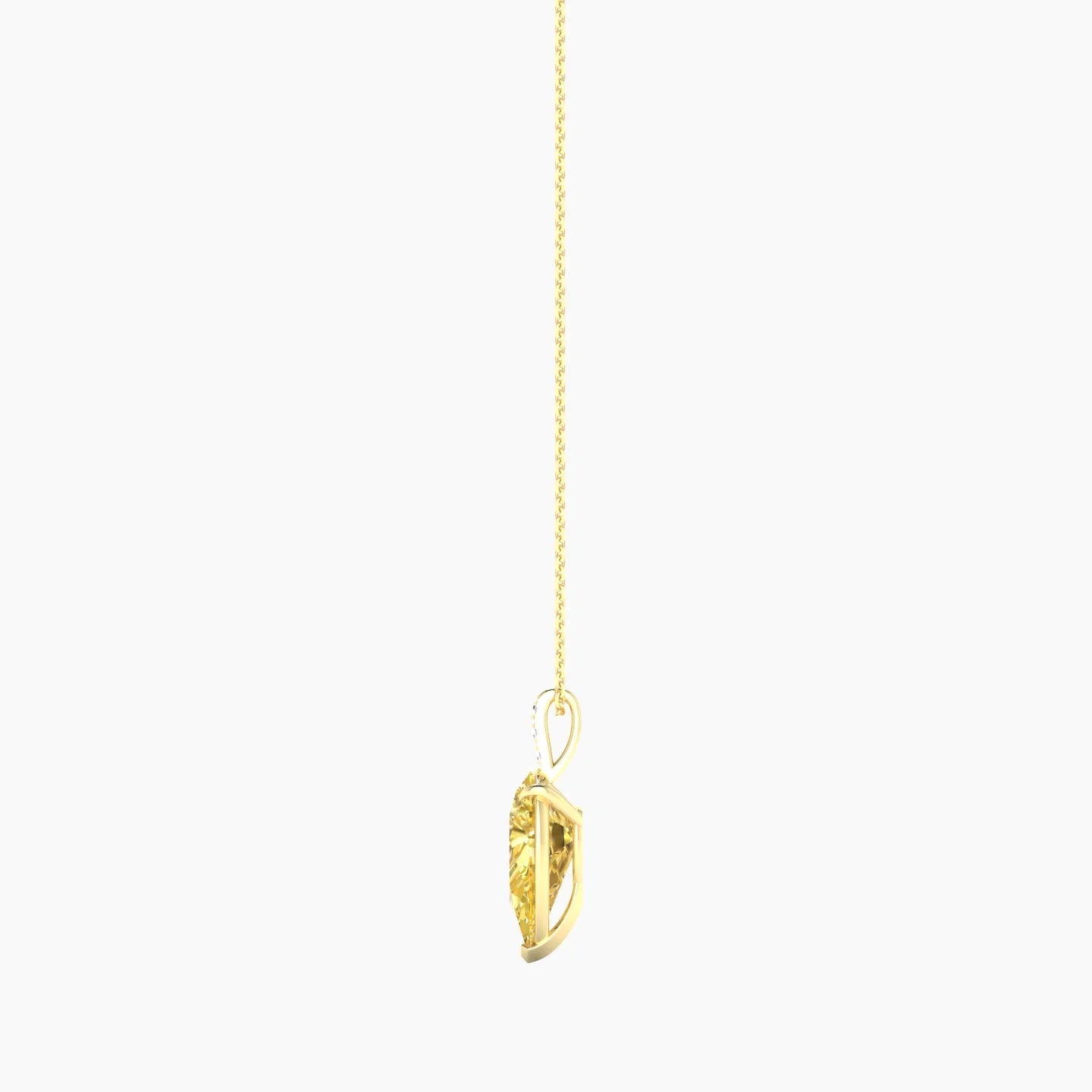 Paved Hanging Solitaire | 18k Yellow Gold 3 ct Yellow Lab Diamond Pear Cut Pendant
