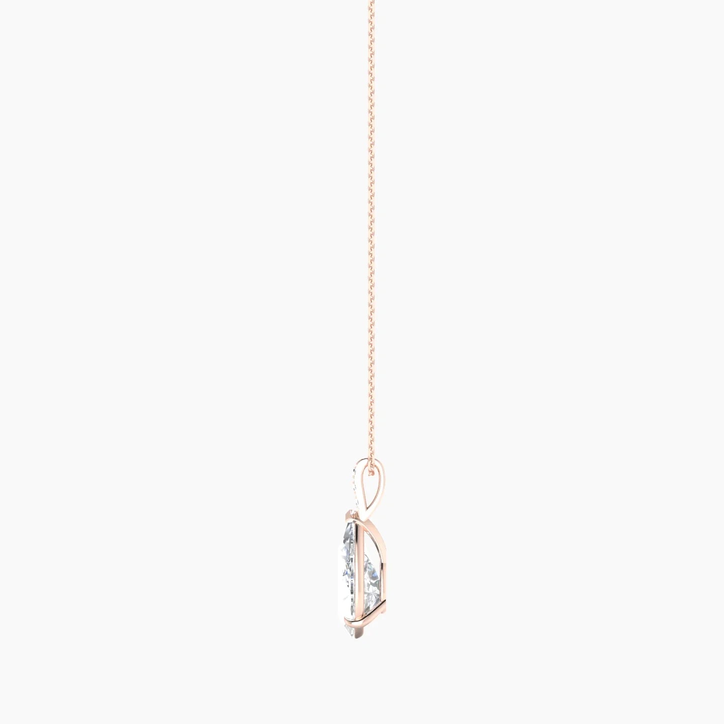 Paved Hanging Solitaire | 18k Rose Gold 3 ct Lab Diamond Pear Cut Pendant