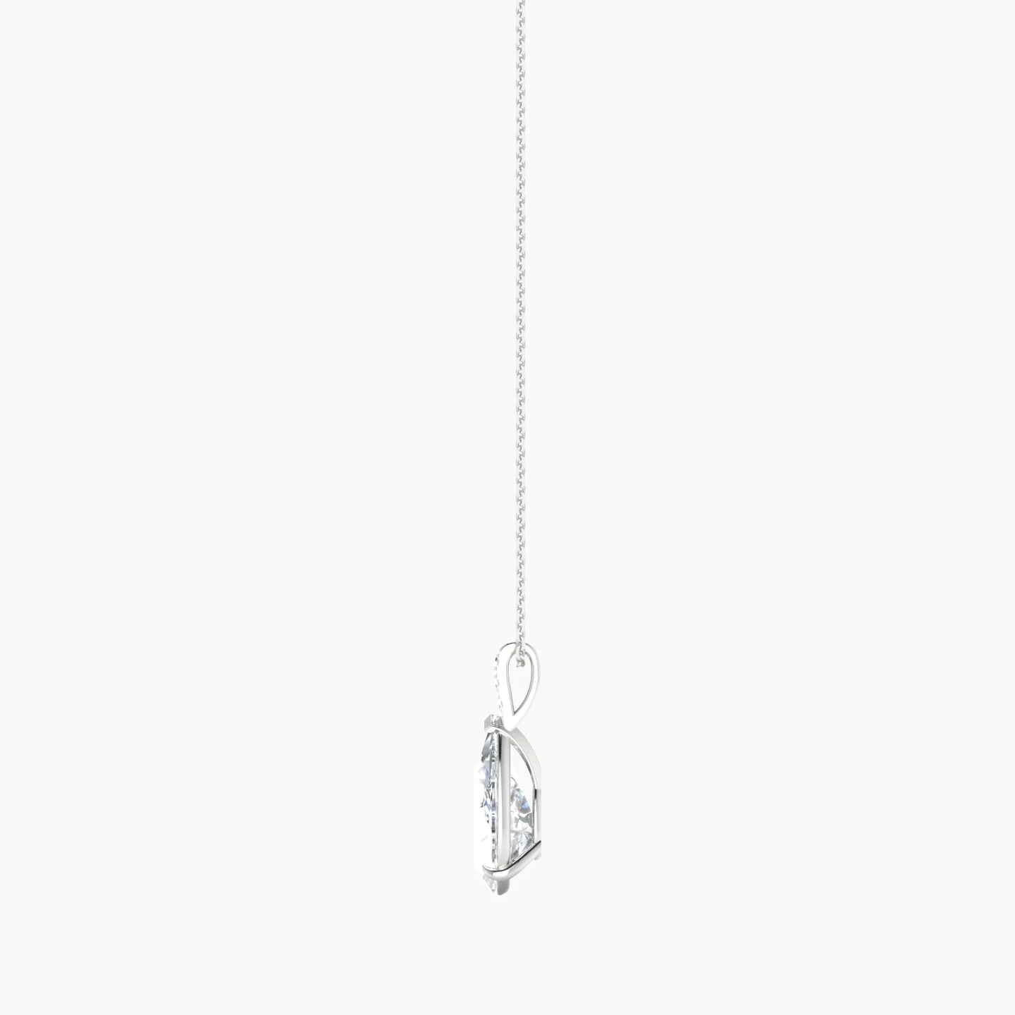 Paved Hanging Solitaire | 18k White Gold 3 ct Lab Diamond Pear Cut Pendant