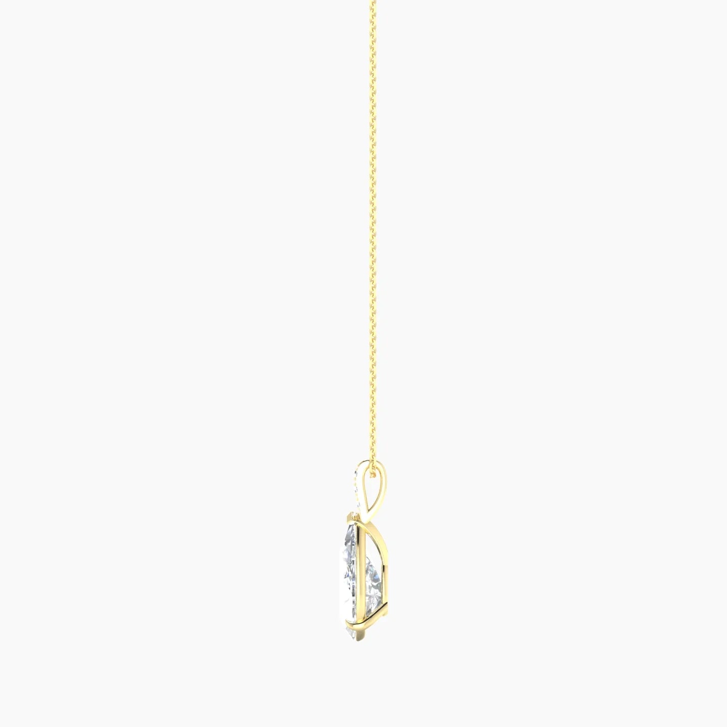 Paved Hanging Solitaire | 18k Yellow Gold 3 ct Lab Diamond Pear Cut Pendant