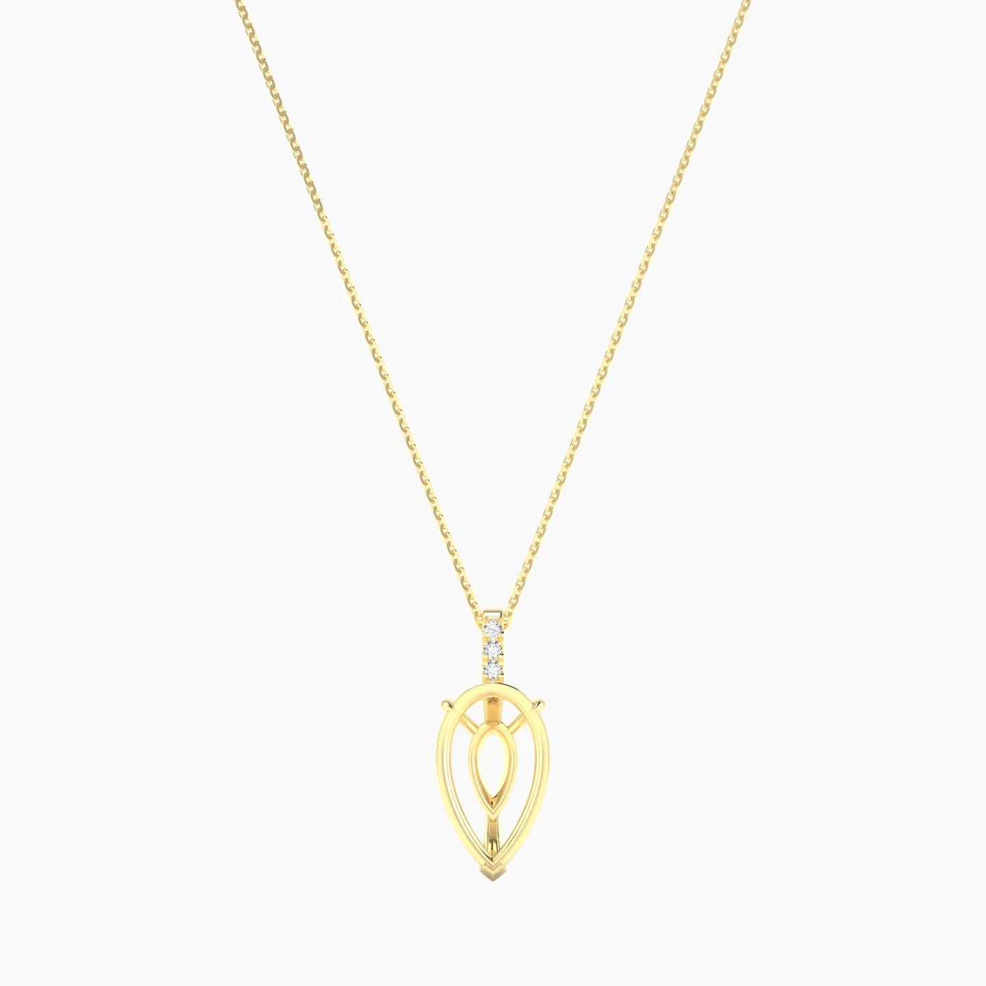 Paved Hanging Solitaire | 18k Yellow Gold 5-7.99 ct Pear Cut Pendant Setting