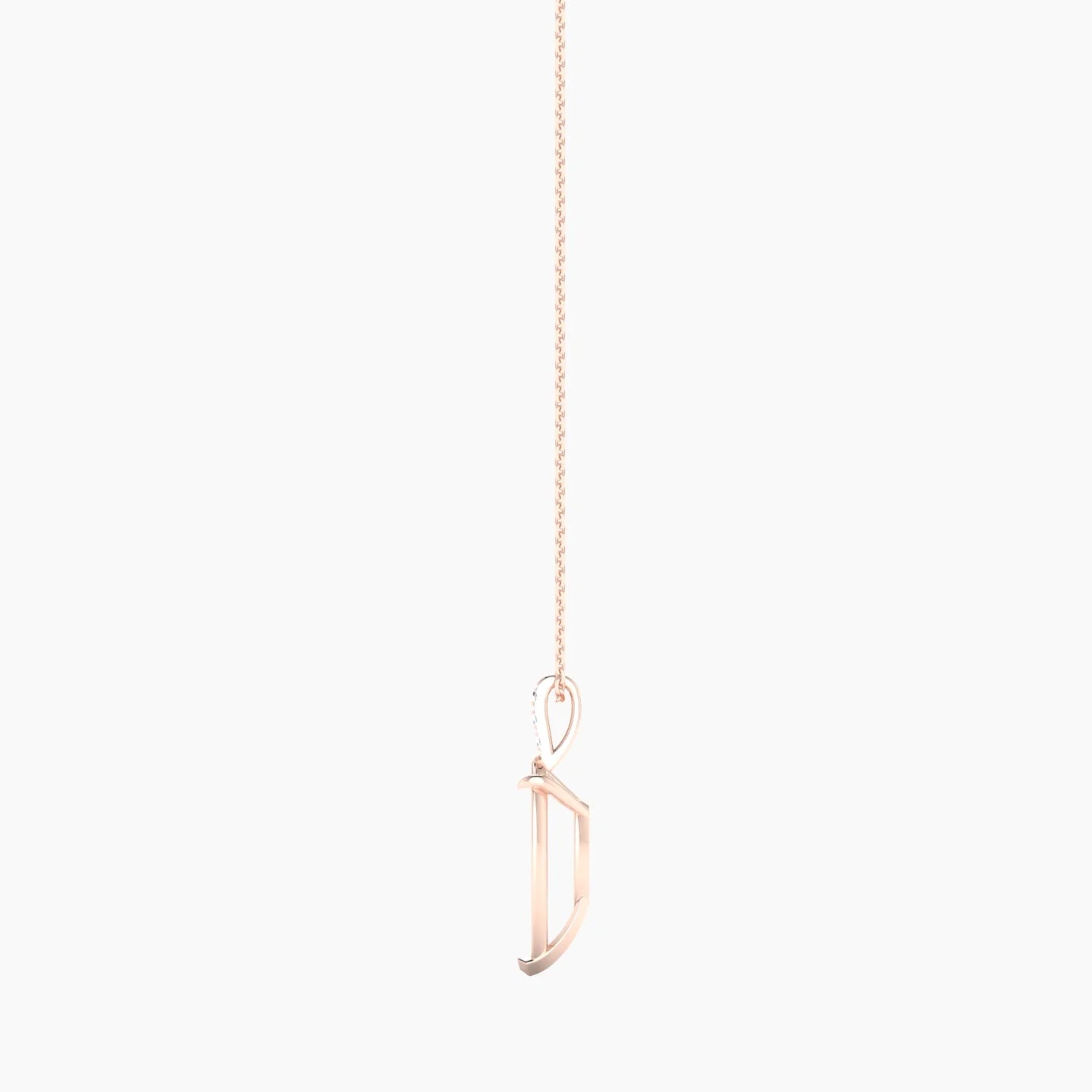 Paved Hanging Solitaire | 18k Rose Gold 5-7.99 ct Pear Cut Pendant Setting