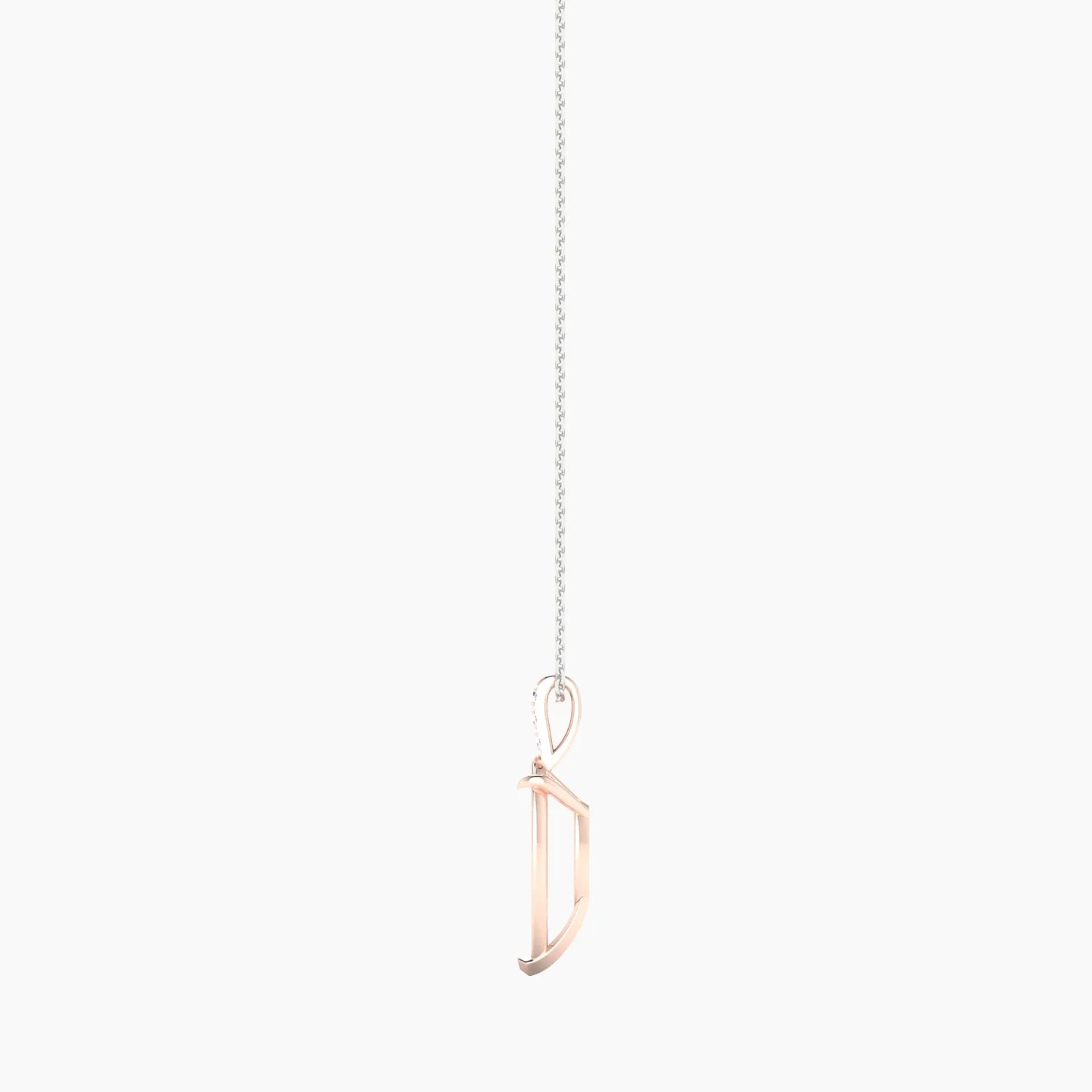 Paved Hanging Solitaire | 18k White & Rose Gold 5-7.99 ct Pear Cut Pendant Setting