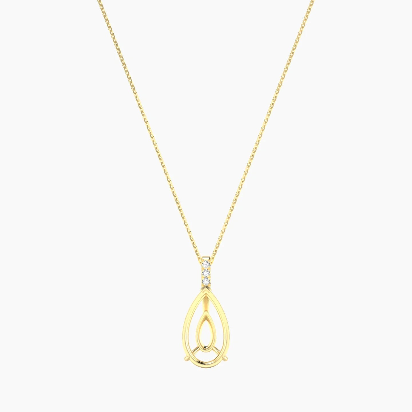 Paved Hanging Solitaire | 18k Yellow Gold 5-7.99 ct Pear Cut Pendant Setting