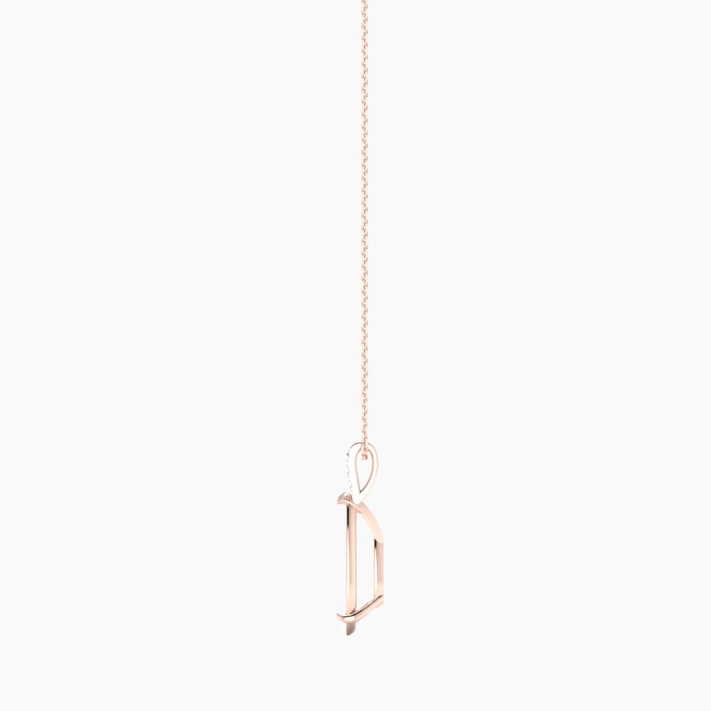 Paved Hanging Solitaire | 18k Rose Gold 5-7.99 ct Pear Cut Pendant Setting
