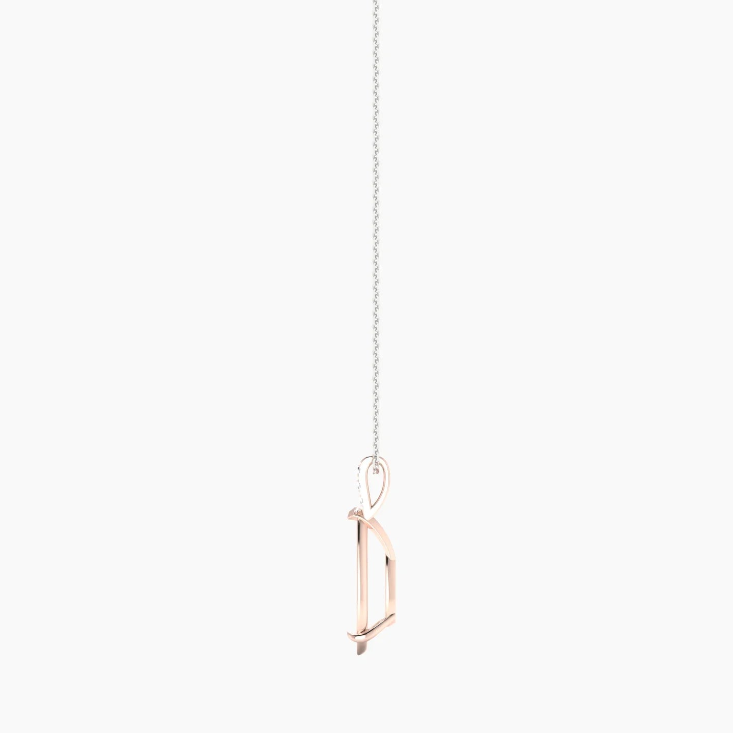 Paved Hanging Solitaire | 18k White & Rose Gold 5-7.99 ct Pear Cut Pendant Setting