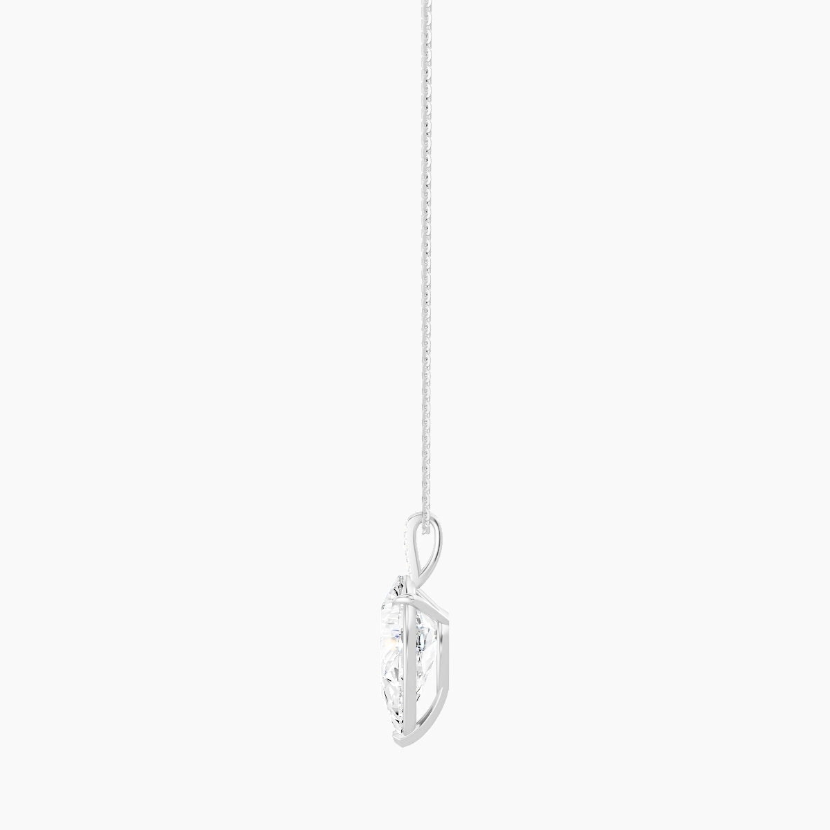 Paved Hanging Solitaire | 18k White Gold 5 ct White Lab Diamond Pear Pendant