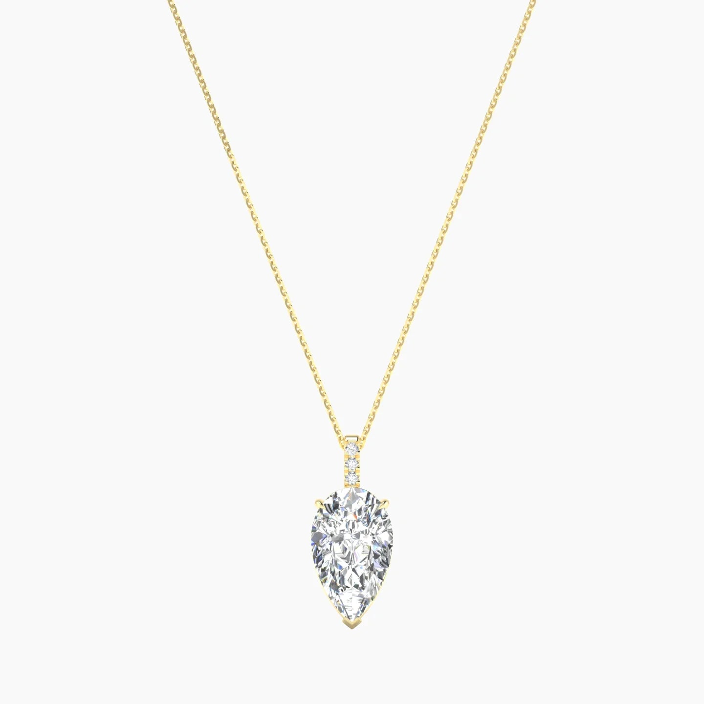 Paved Hanging Solitaire | 18k Yellow Gold 5 ct Lab Diamond Pear Cut Pendant