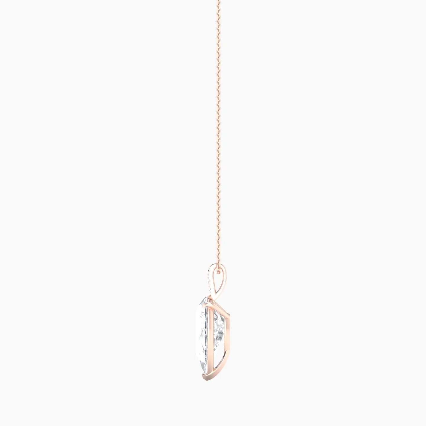 Paved Hanging Solitaire | 18k Rose Gold 5 ct Lab Diamond Pear Cut Pendant
