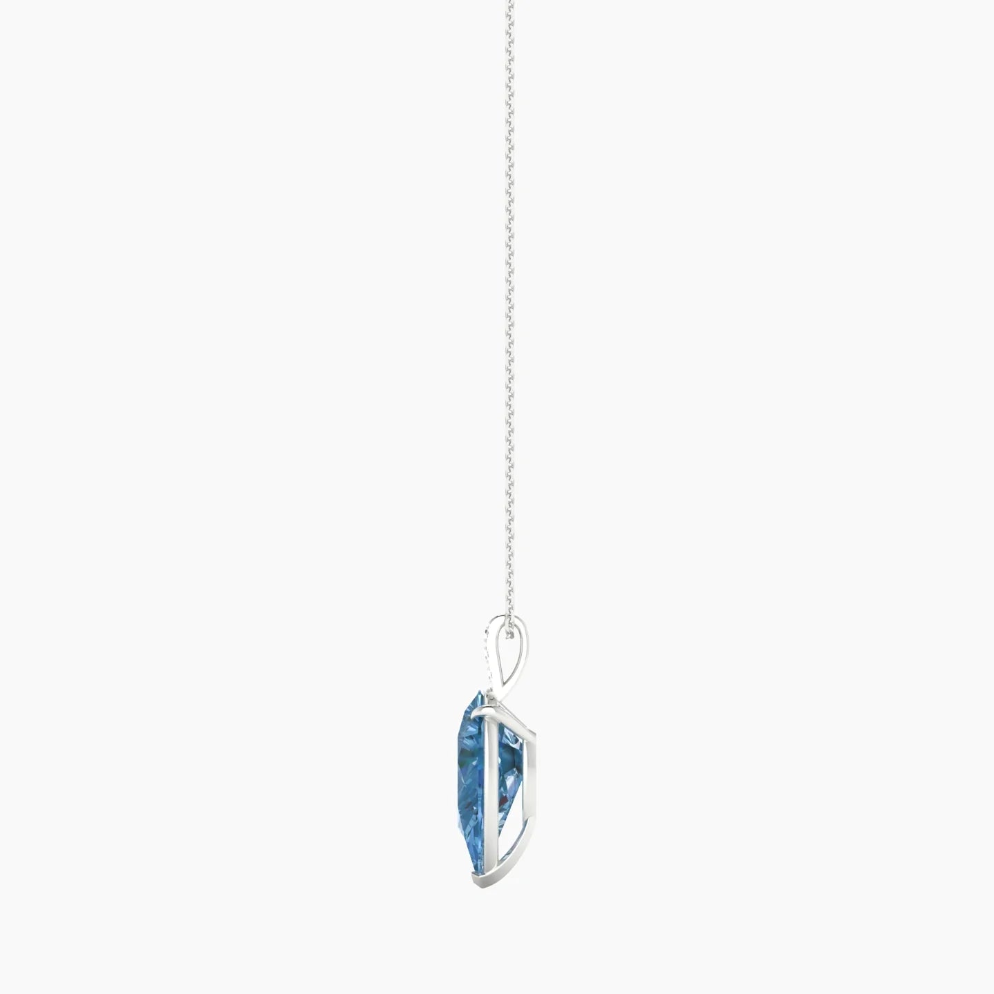 Paved Hanging Solitaire | 18k White Gold 5 ct Blue Lab Diamond Pear Cut Pendant