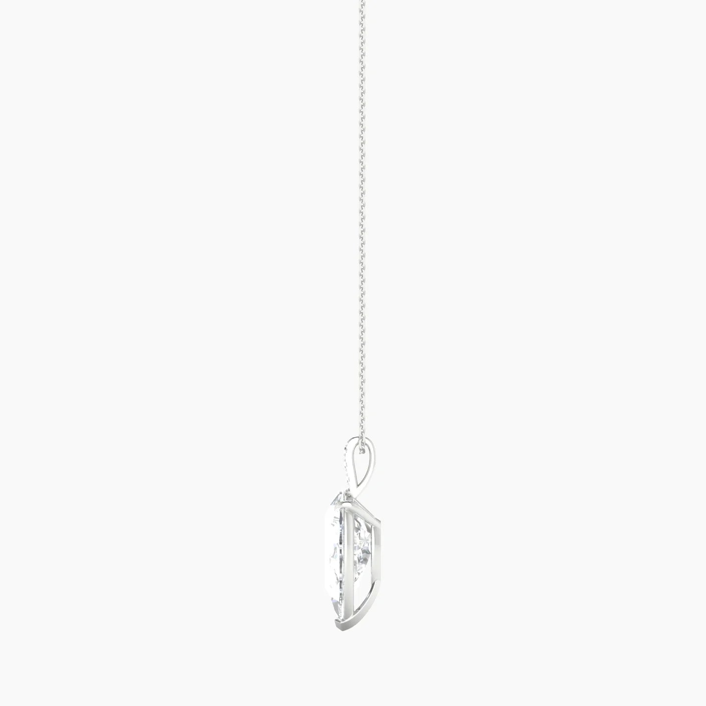 Paved Hanging Solitaire | 18k White Gold 5 ct Lab Diamond Pear Cut Pendant