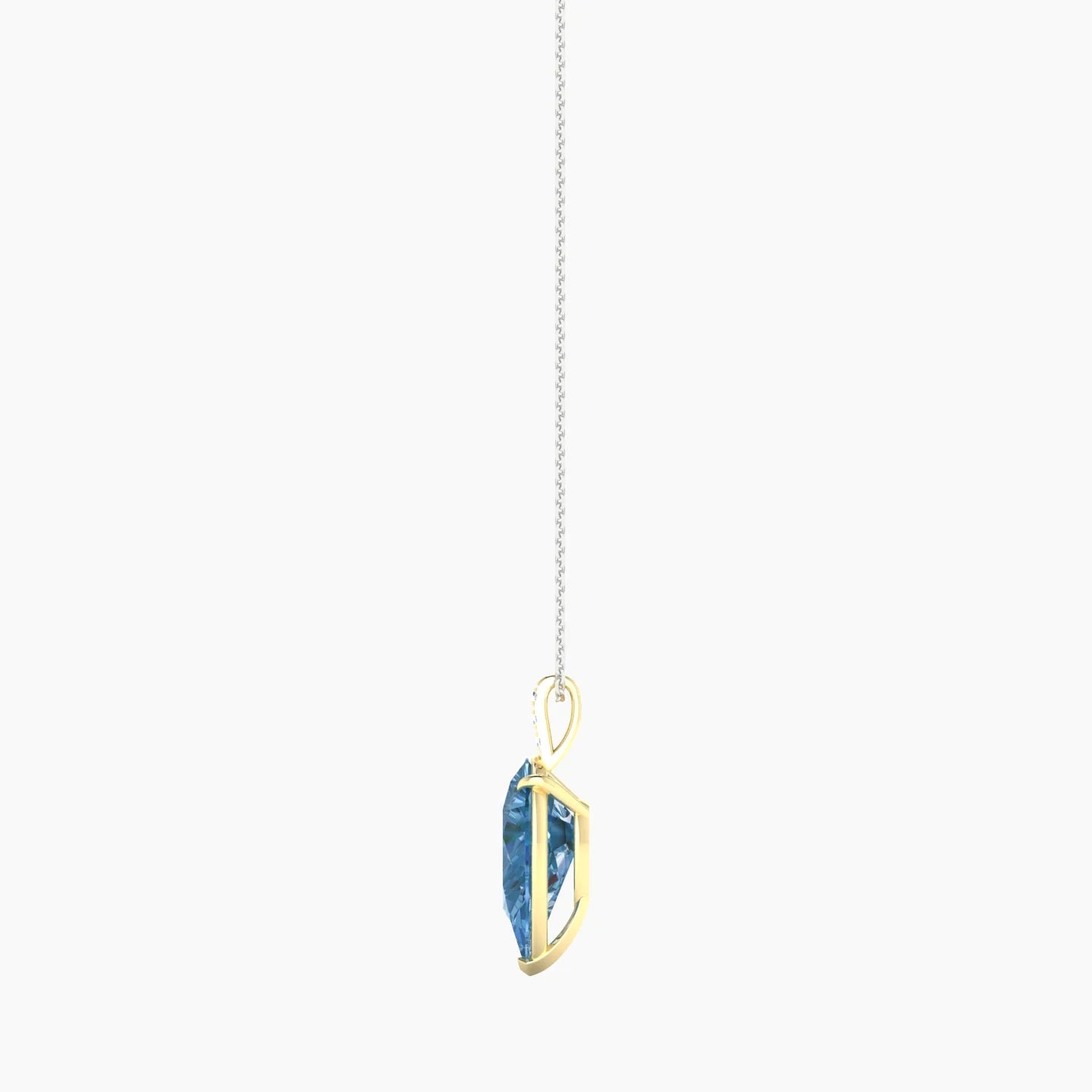 Paved Hanging Solitaire | 18k White & Yellow Gold 5 ct Blue Lab Diamond Pear Cut Pendant