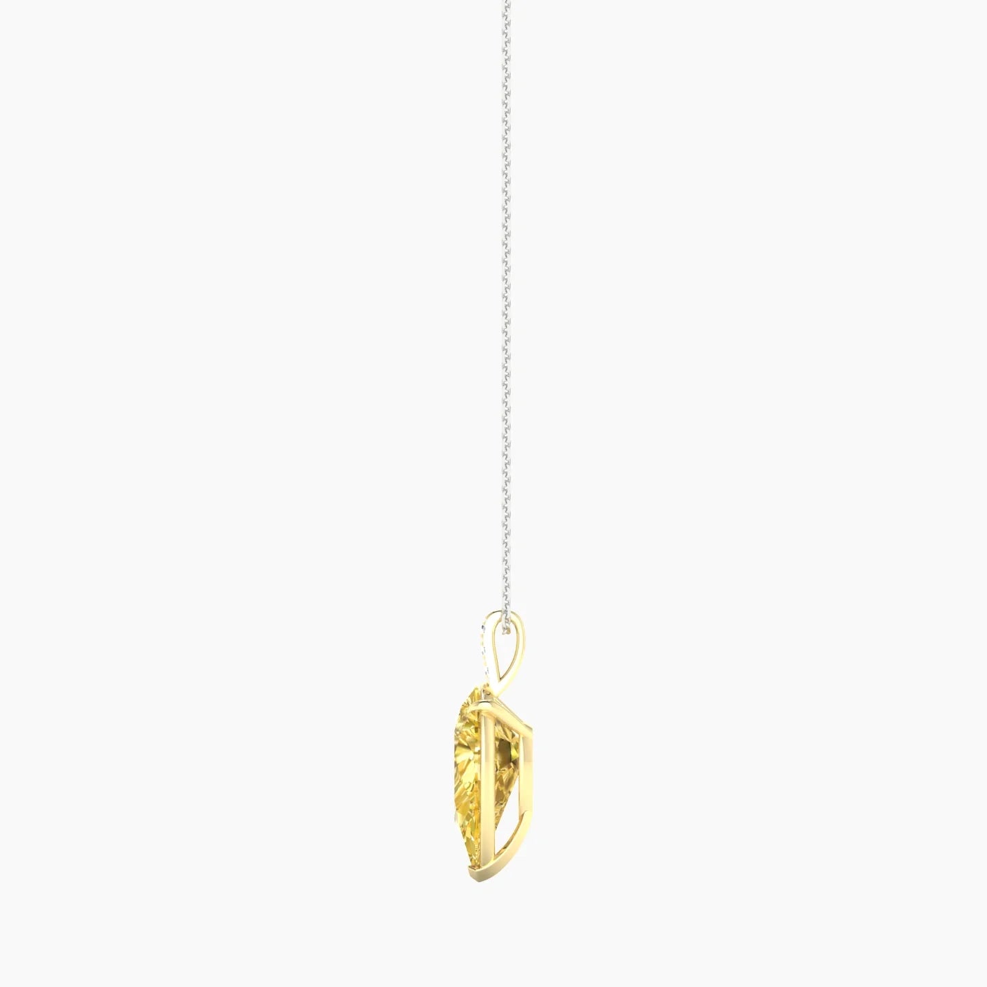 Paved Hanging Solitaire | 18k White & Yellow Gold 5 ct Yellow Lab Diamond Pear Cut Pendant
