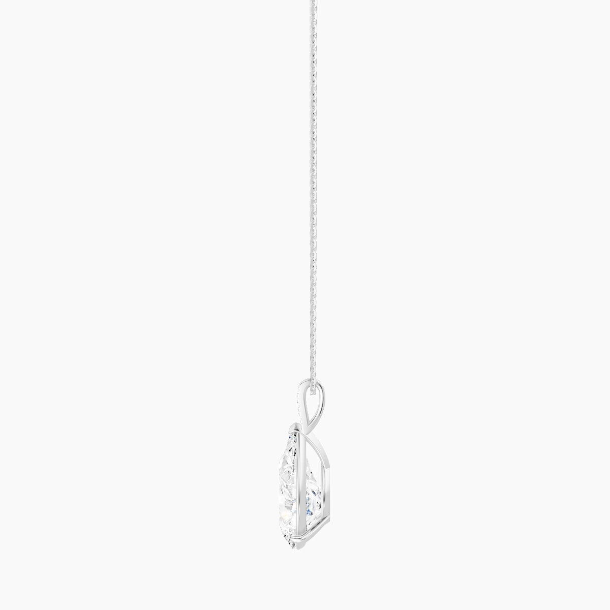 Paved Hanging Solitaire | 18k White Gold 5 ct White Lab Diamond Pear Pendant