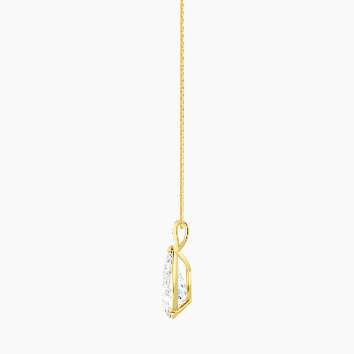 Paved Hanging Solitaire | 18k Yellow Gold 5 ct White Lab Diamond Pear Pendant