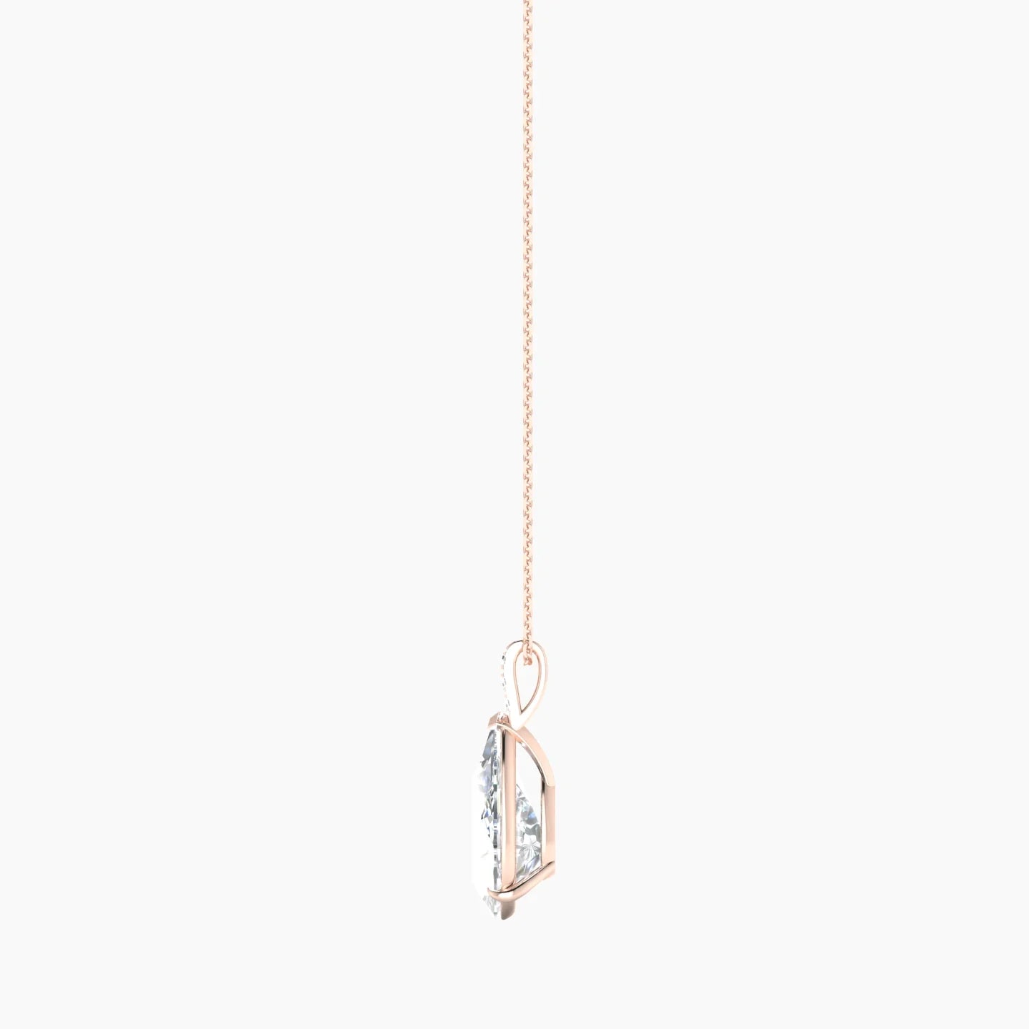 Paved Hanging Solitaire | 18k Rose Gold 5 ct Lab Diamond Pear Cut Pendant