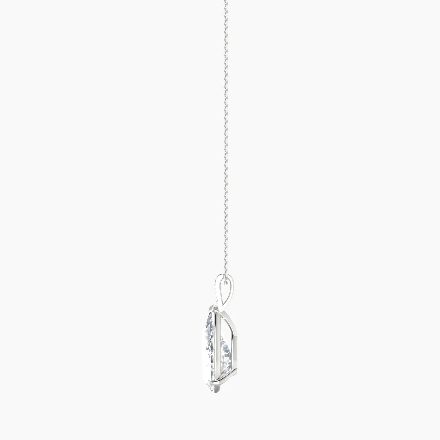 Paved Hanging Solitaire | 18k White Gold 5 ct Lab Diamond Pear Cut Pendant