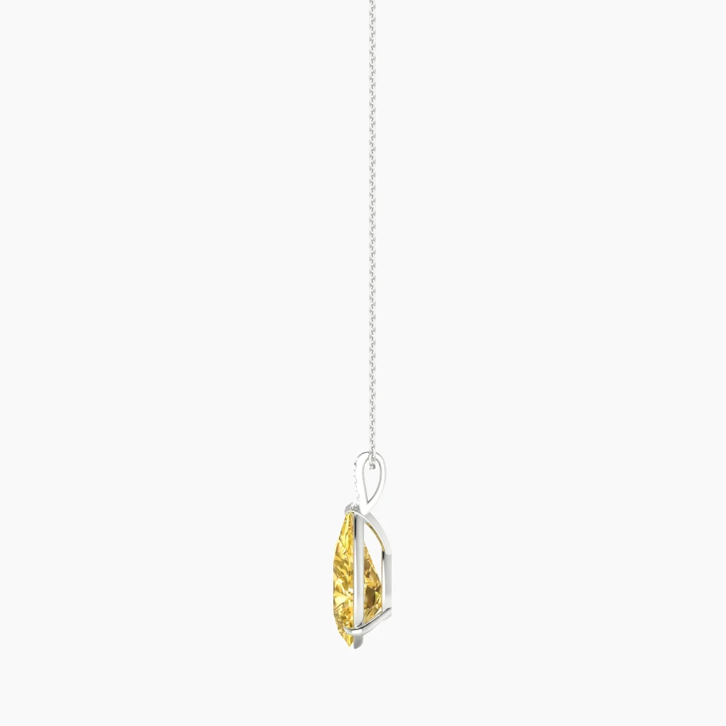 Paved Hanging Solitaire | 18k White Gold 5 ct Yellow Lab Diamond Pear Cut Pendant