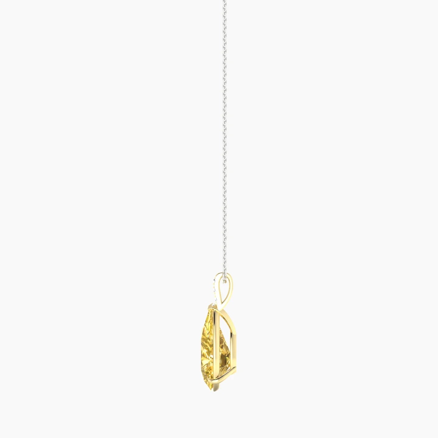 Paved Hanging Solitaire | 18k White & Yellow Gold 5 ct Yellow Lab Diamond Pear Cut Pendant