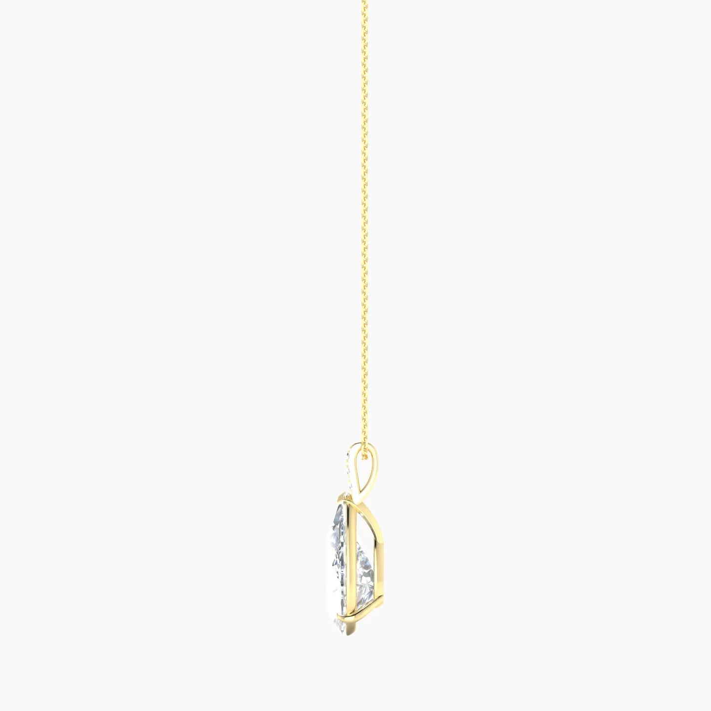 Paved Hanging Solitaire | 18k Yellow Gold 5 ct Lab Diamond Pear Cut Pendant