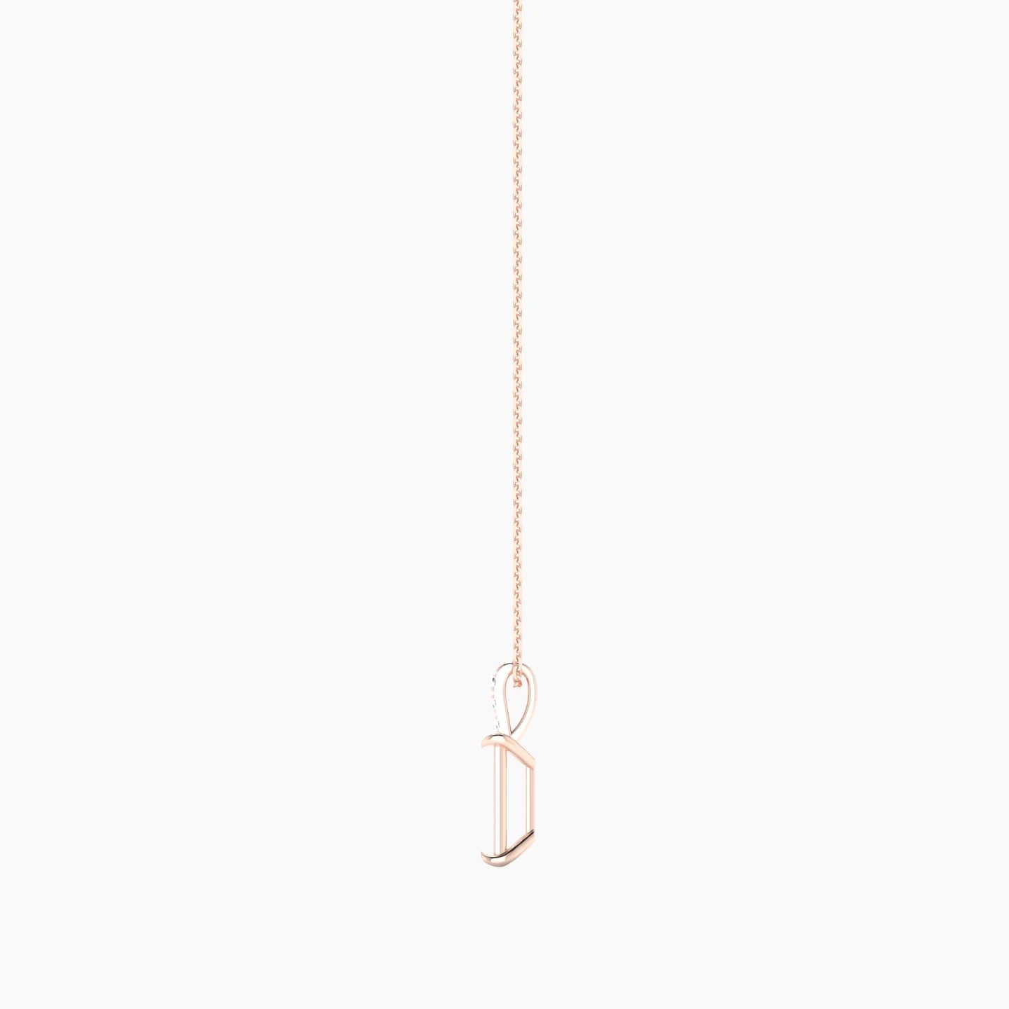 Paved Hanging Solitaire | 18k Rose Gold 3-4.99 ct Radiant Cut Pendant Setting