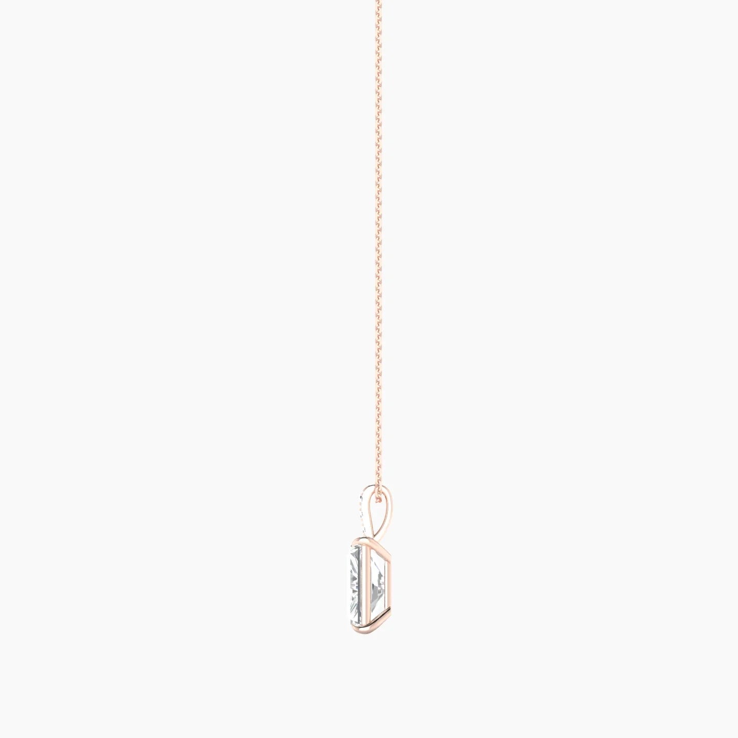 Paved Hanging Solitaire | 18k Rose Gold 3 ct Lab Diamond Radiant Cut Pendant