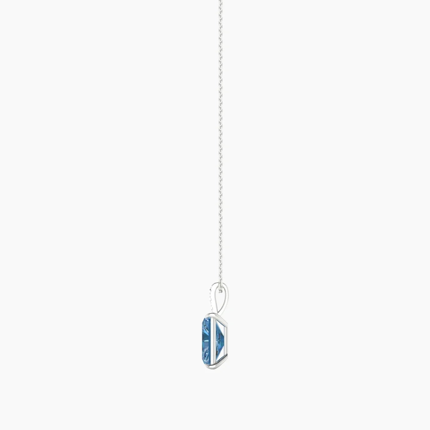 Paved Hanging Solitaire | 18k White Gold 3 ct Blue Lab Diamond Radiant Cut Pendant