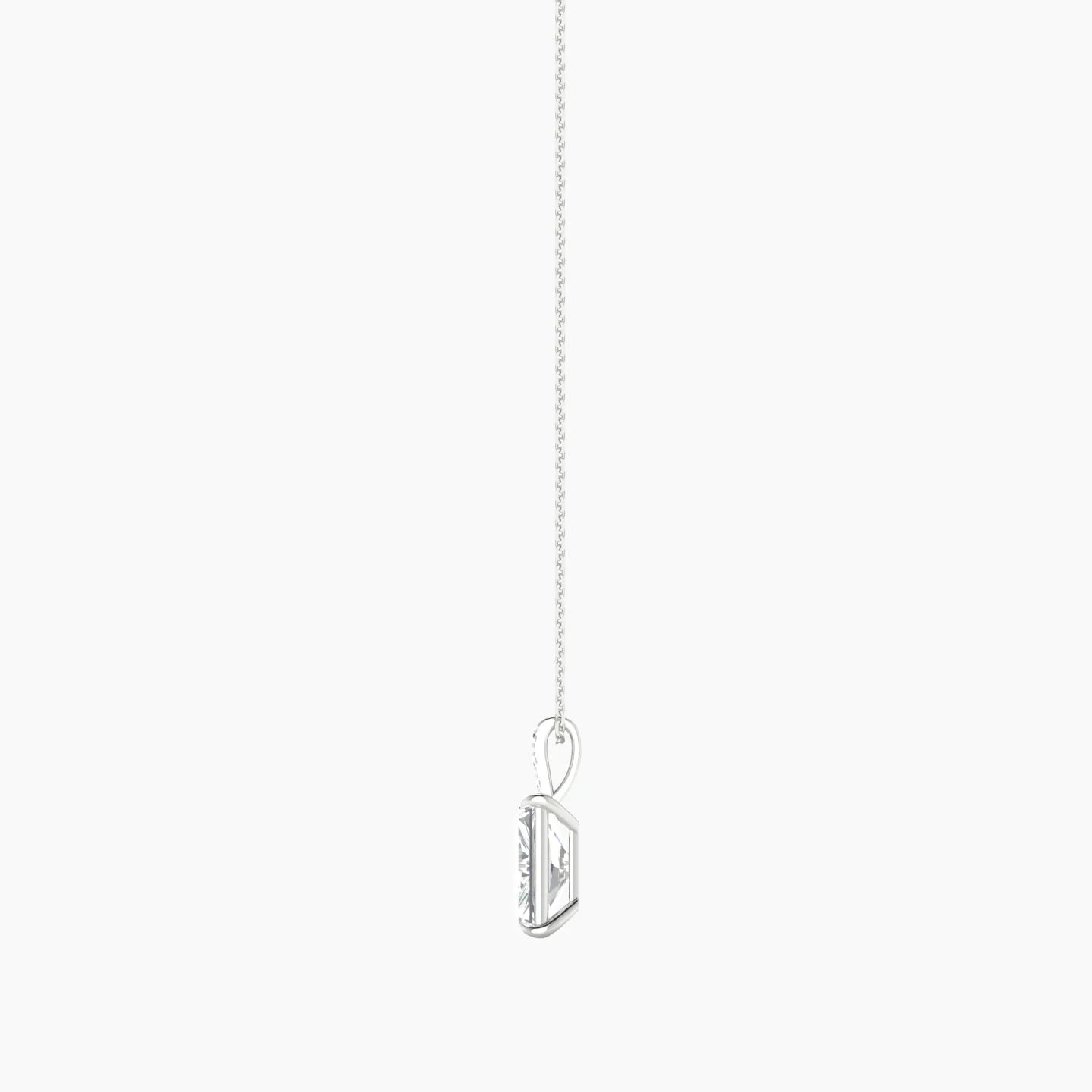 Paved Hanging Solitaire | 18k White Gold 3 ct Lab Diamond Radiant Cut Pendant