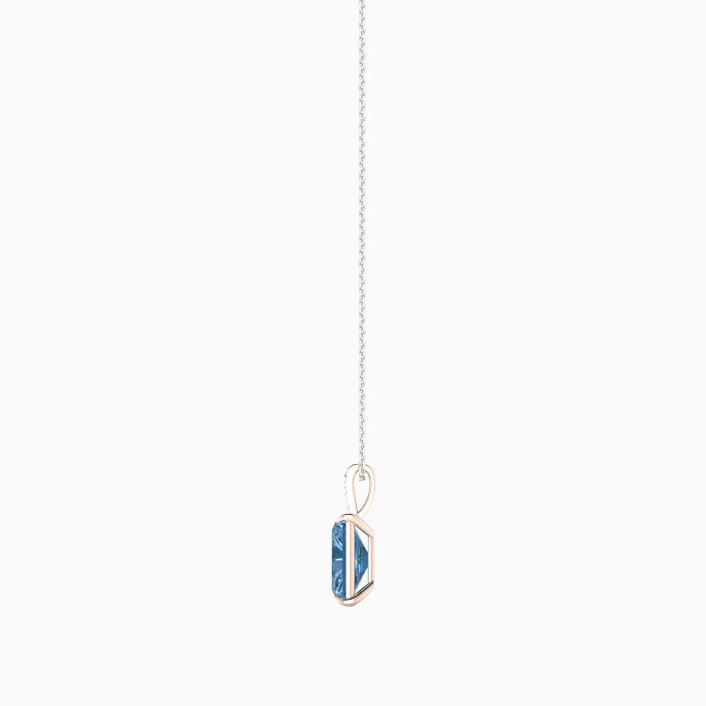 Paved Hanging Solitaire | 18k White & Rose Gold 3 ct Blue Lab Diamond Radiant Cut Pendant