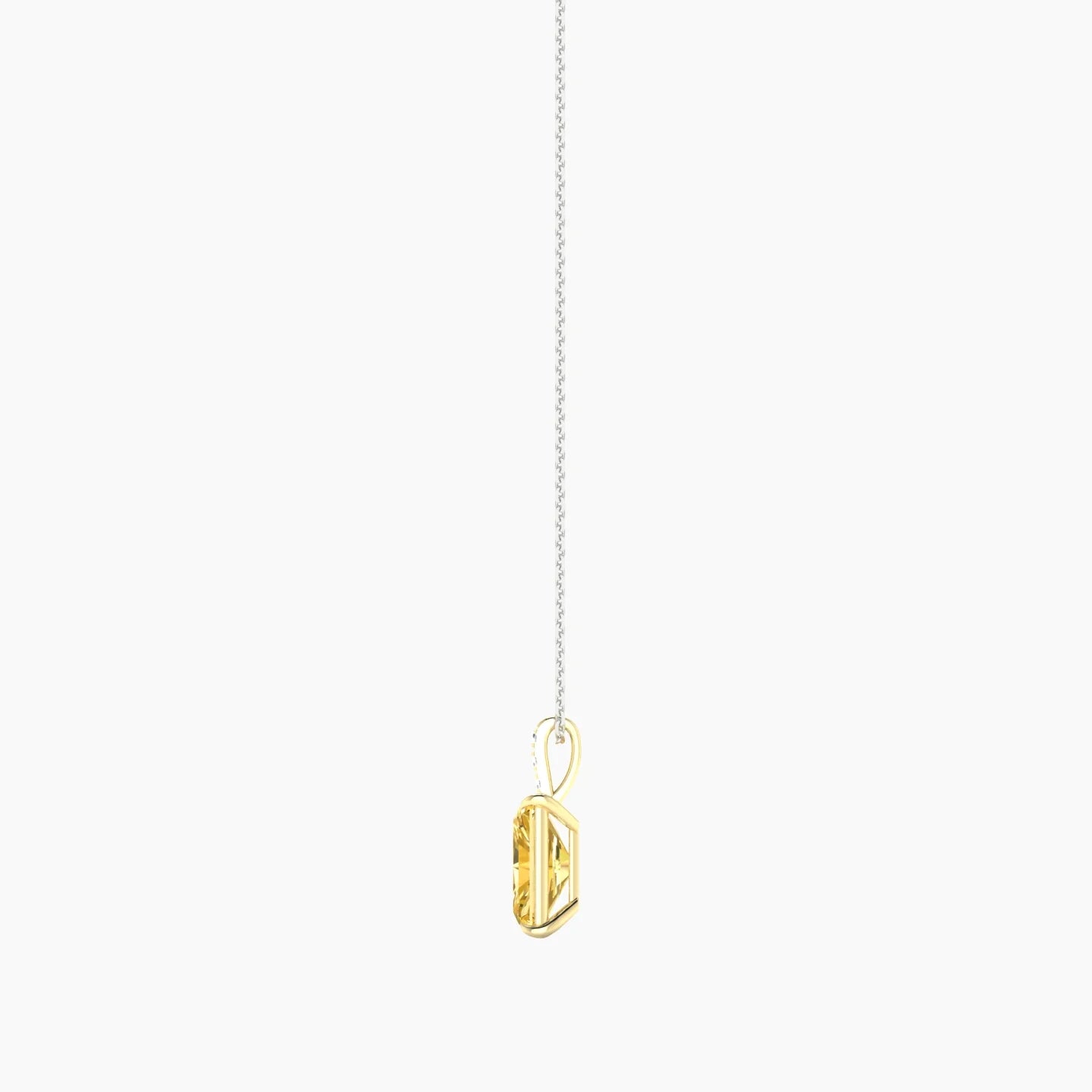 Paved Hanging Solitaire | 18k White & Yellow Gold 3 ct Yellow Lab Diamond Radiant Cut Pendant
