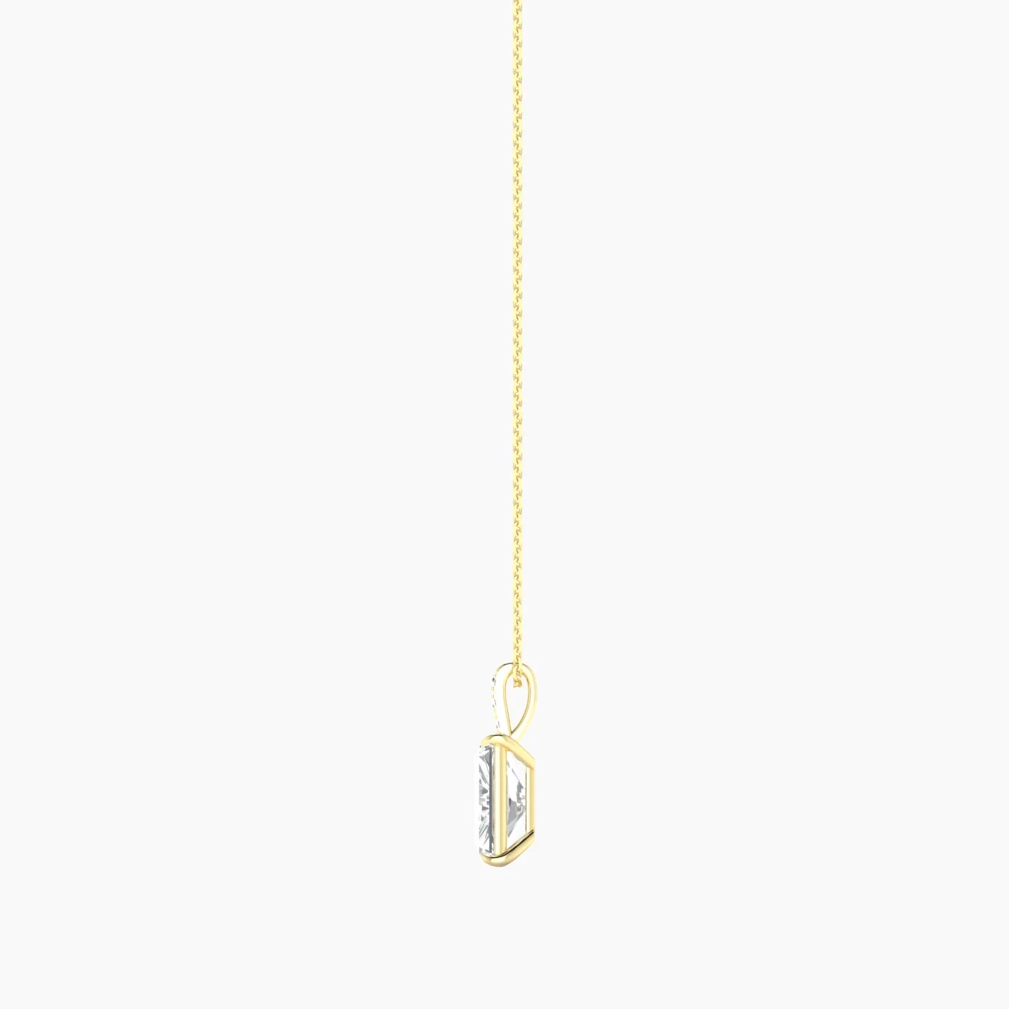 Paved Hanging Solitaire | 18k Yellow Gold 3 ct Lab Diamond Radiant Cut Pendant