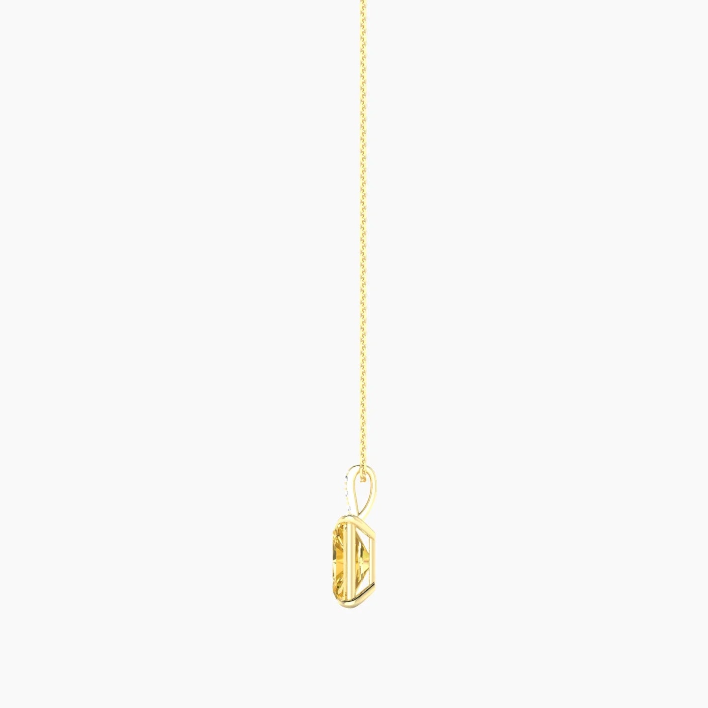 Paved Hanging Solitaire | 18k Yellow Gold 3 ct Yellow Lab Diamond Radiant Cut Pendant