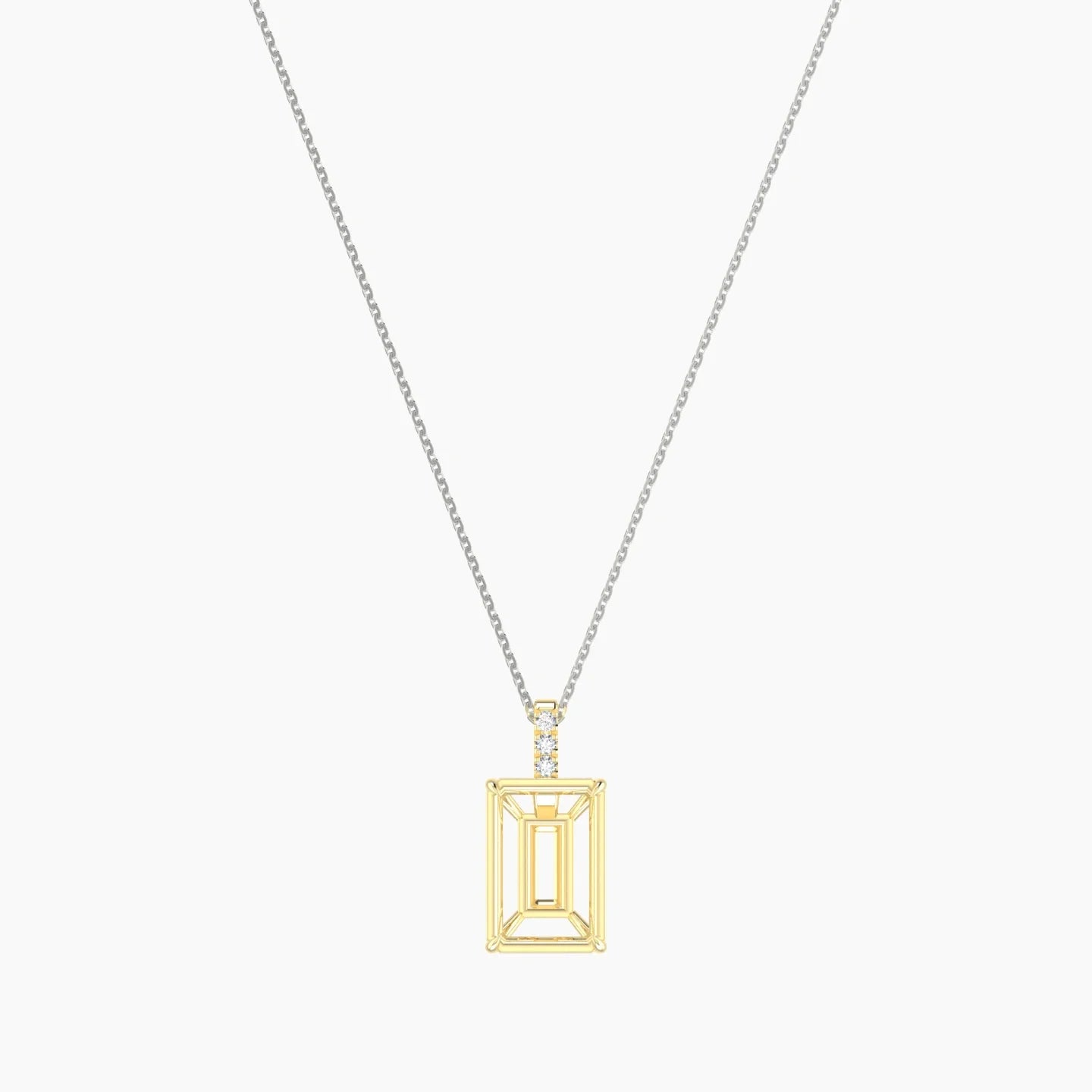 Paved Hanging Solitaire | 18k White & Yellow Gold 5-7.99 ct Radiant Cut Pendant Setting