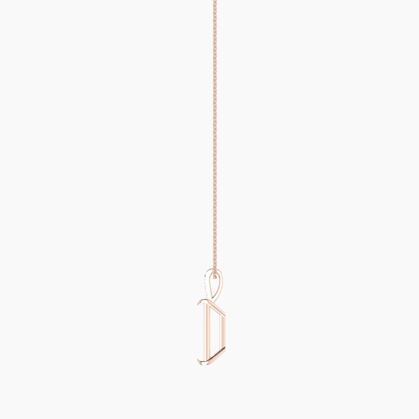 Paved Hanging Solitaire | 18k Rose Gold 5-7.99 ct Radiant Cut Pendant Setting