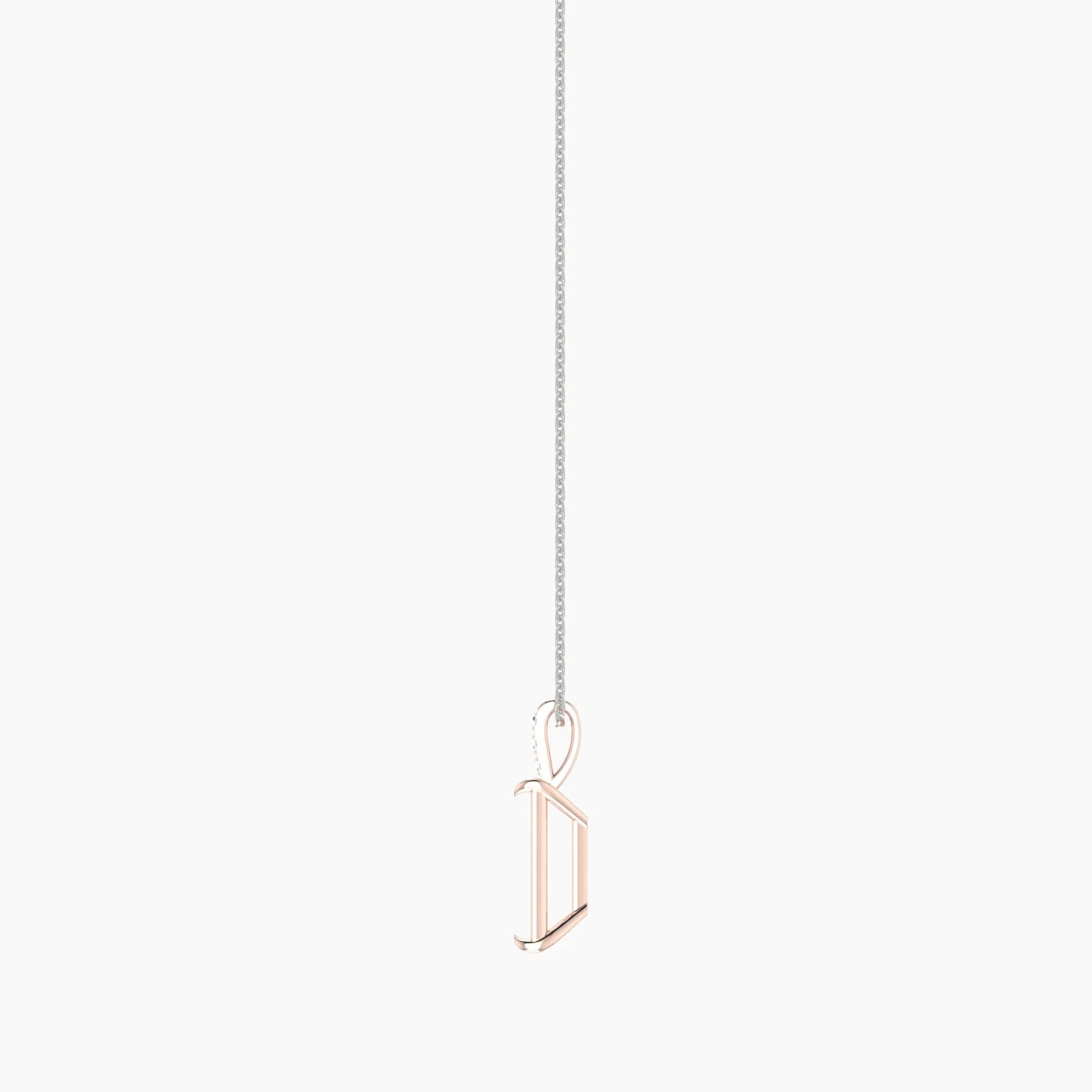 Paved Hanging Solitaire | 18k White & Rose Gold 5-7.99 ct Radiant Cut Pendant Setting
