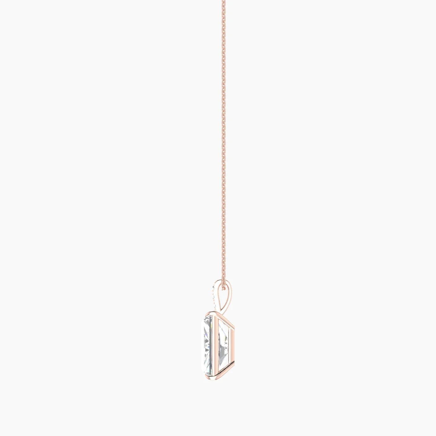Paved Hanging Solitaire | 18k Rose Gold 5 ct Lab Diamond Radiant Cut Pendant