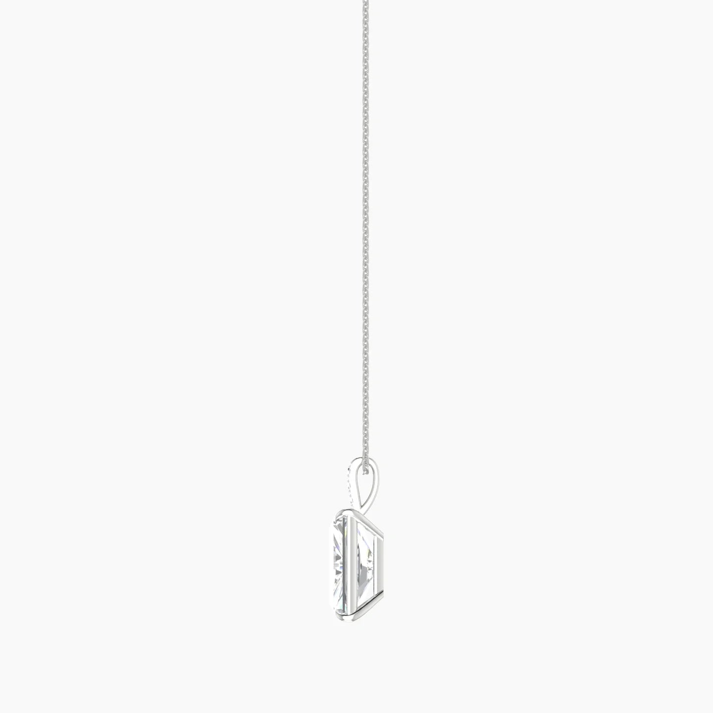 Paved Hanging Solitaire | 18k White Gold 5 ct Lab Diamond Radiant Cut Pendant