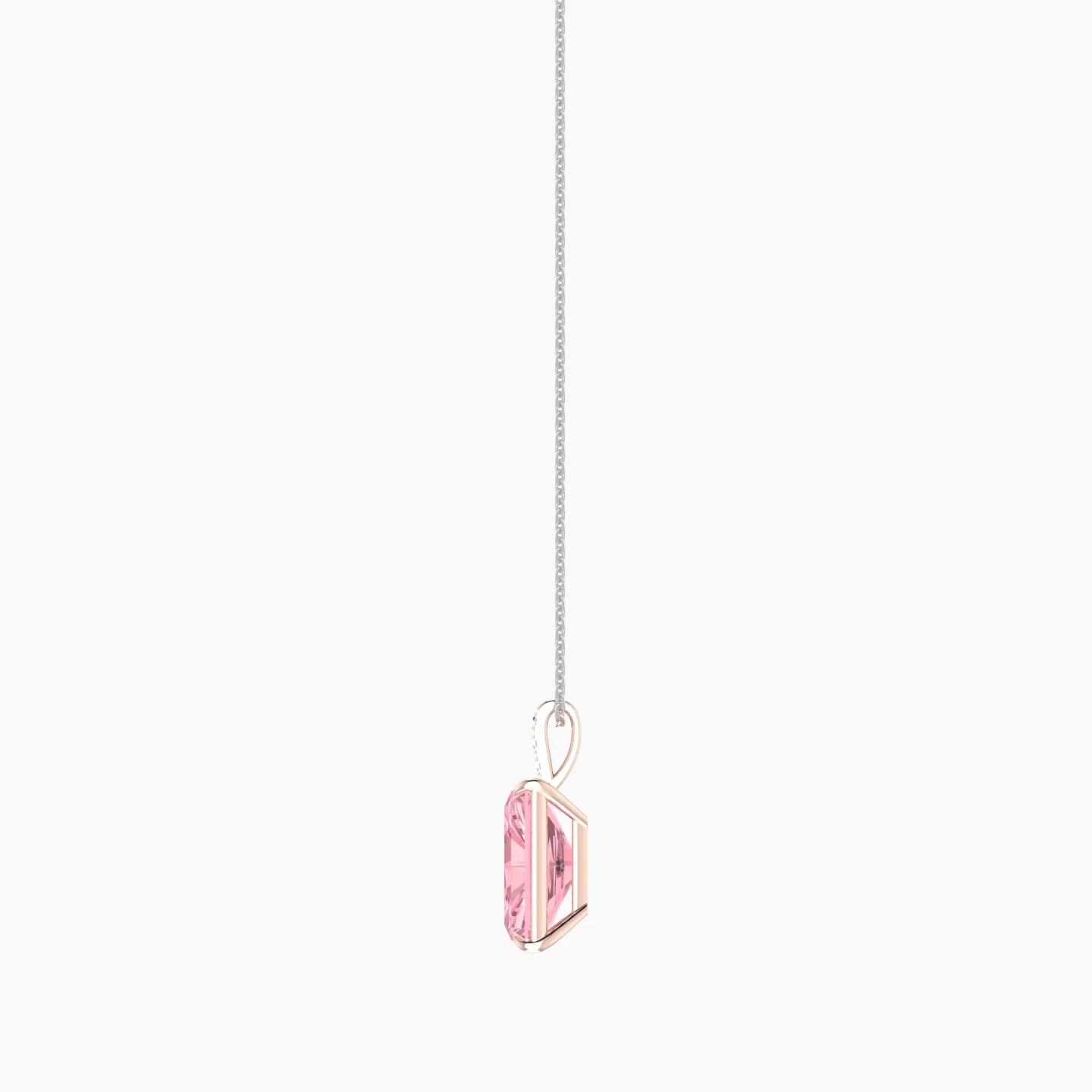 Paved Hanging Solitaire | 18k White & Rose Gold 5 ct Pink Lab Diamond Radiant Cut Pendant