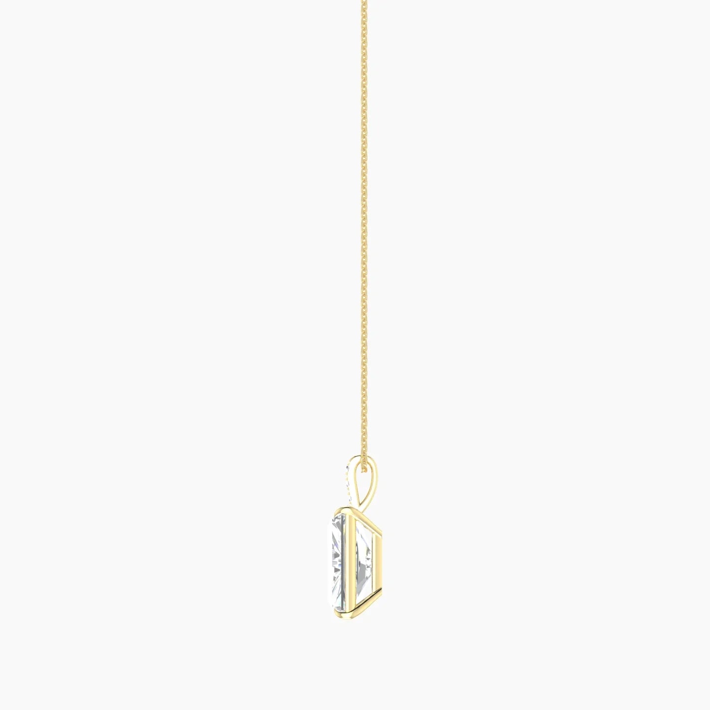 Paved Hanging Solitaire | 18k Yellow Gold 5 ct Lab Diamond Radiant Cut Pendant