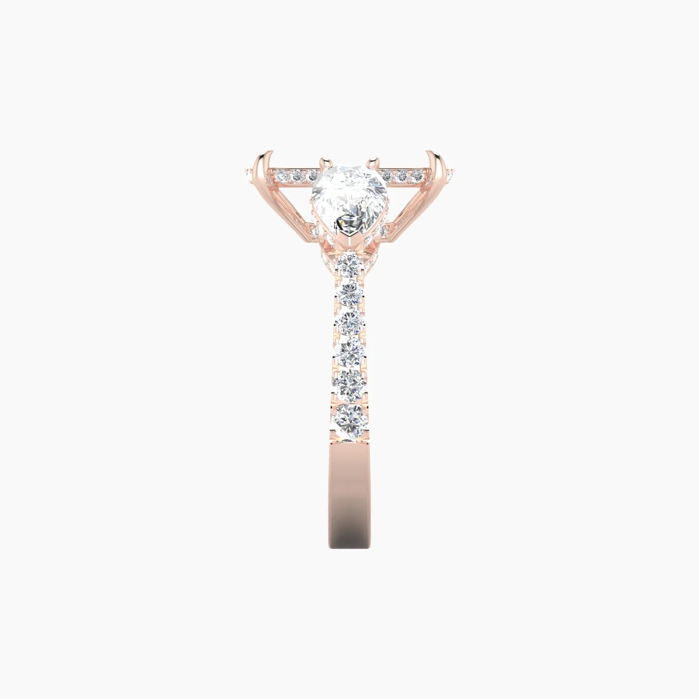 Pear Trilogy with Reverse Shank | 18k Rose Gold 5-7.99 ct Cushion Cut Ring Setting
