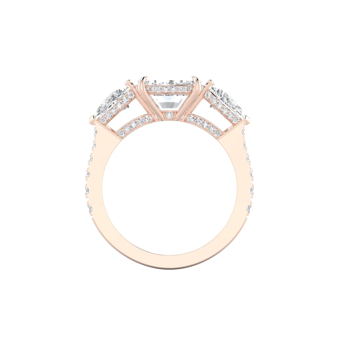 Pear Trilogy with Reverse Shank | 18k Rose Gold 5 ct Cushion Cut Ring