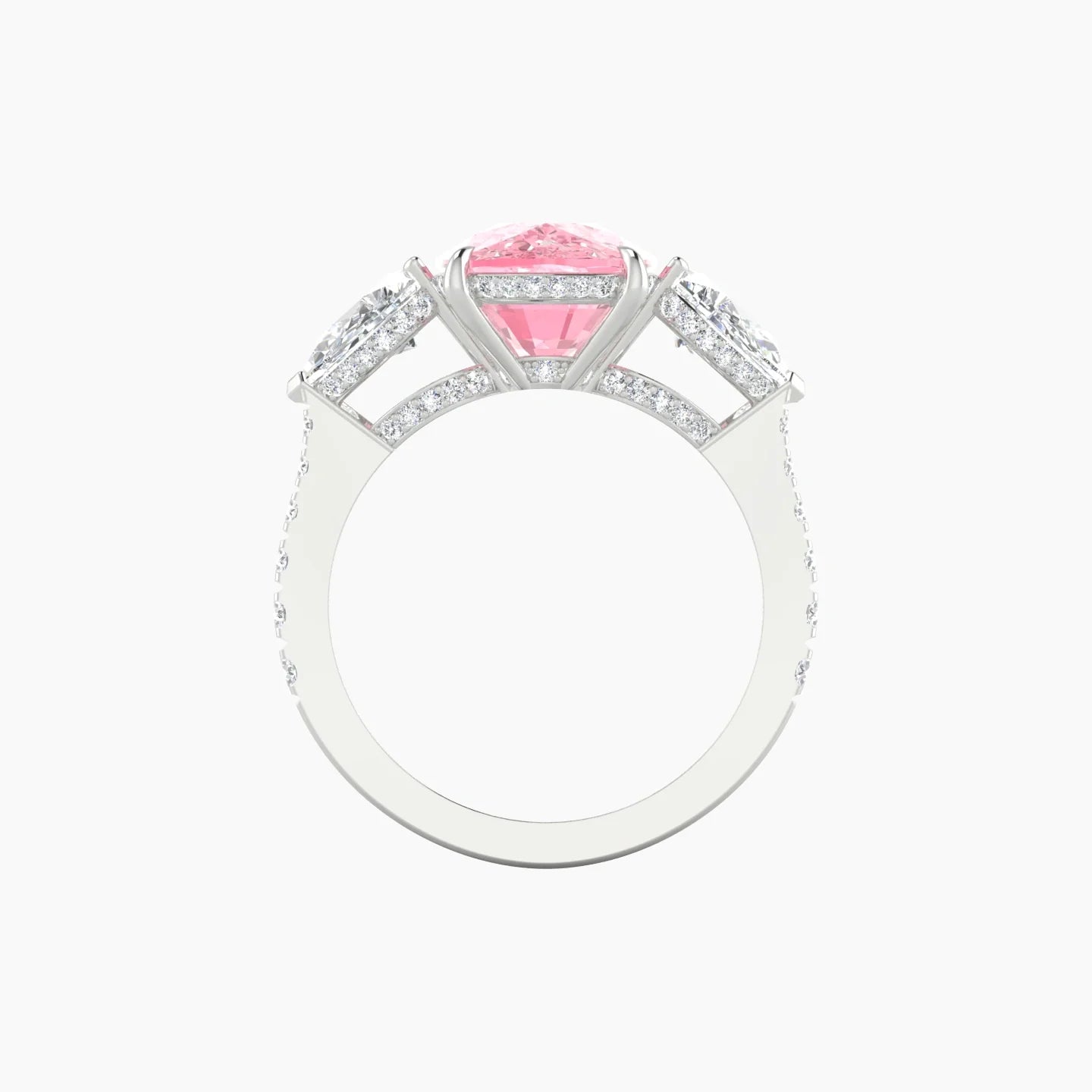 Intricate Pear Trilogy with Reverse Shank | 18k White Gold 5 ct Cushion Blue Lab Diamond Ring