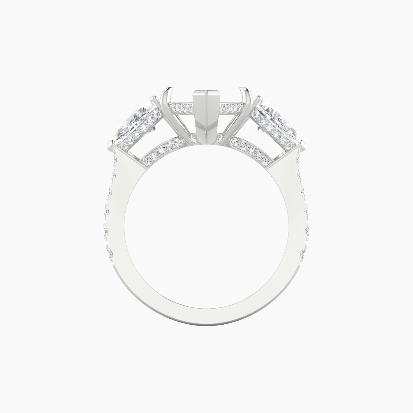 Pear Trilogy with Reverse Shank | 18k White Gold 5-7.99 ct Marquise Cut Ring Setting