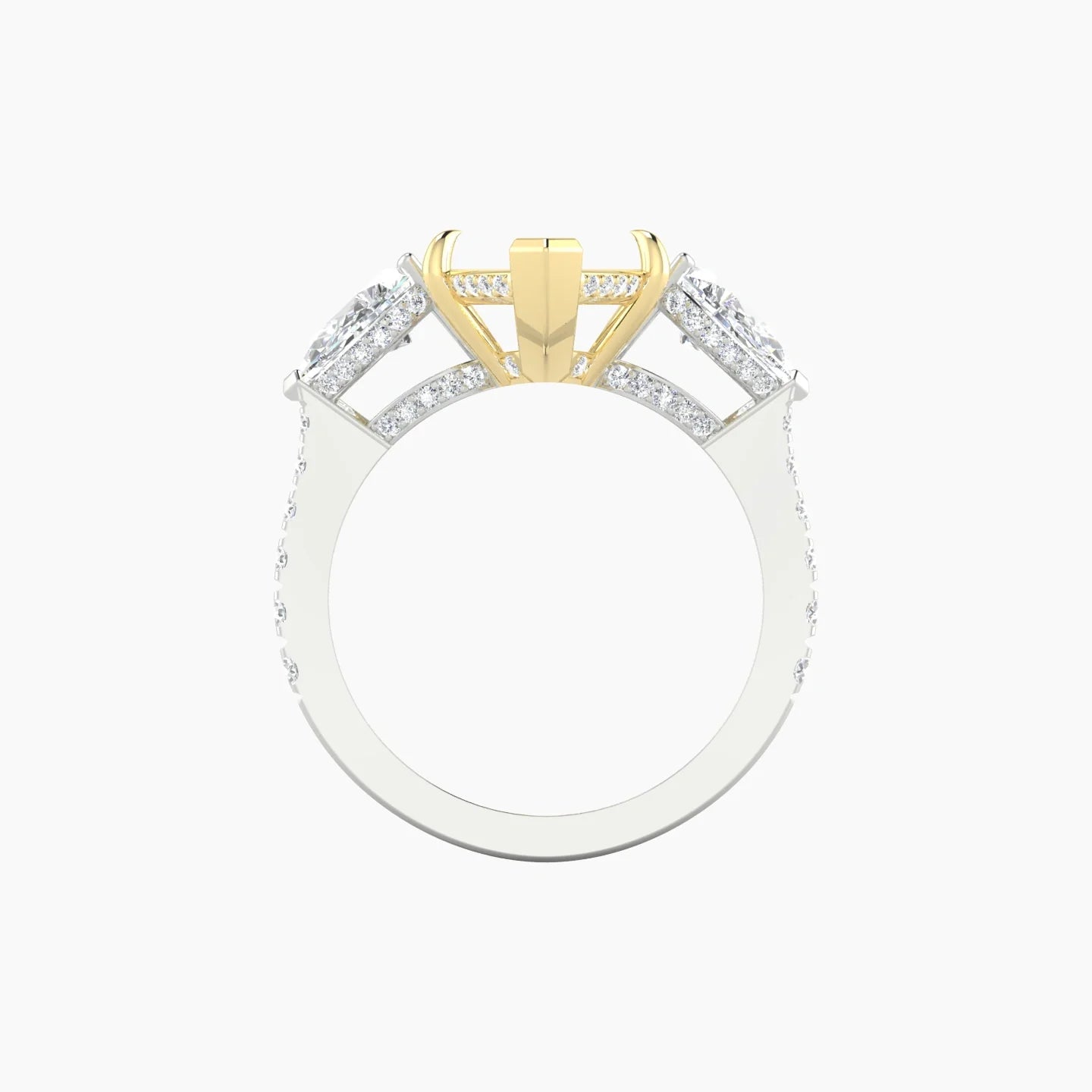 Pear Trilogy with Reverse Shank | 18k White & Yellow Gold 5-7.99 ct Marquise Cut Ring Setting